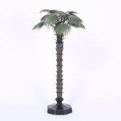 A Painted and Patinated Metal Palm Tree Sculpture