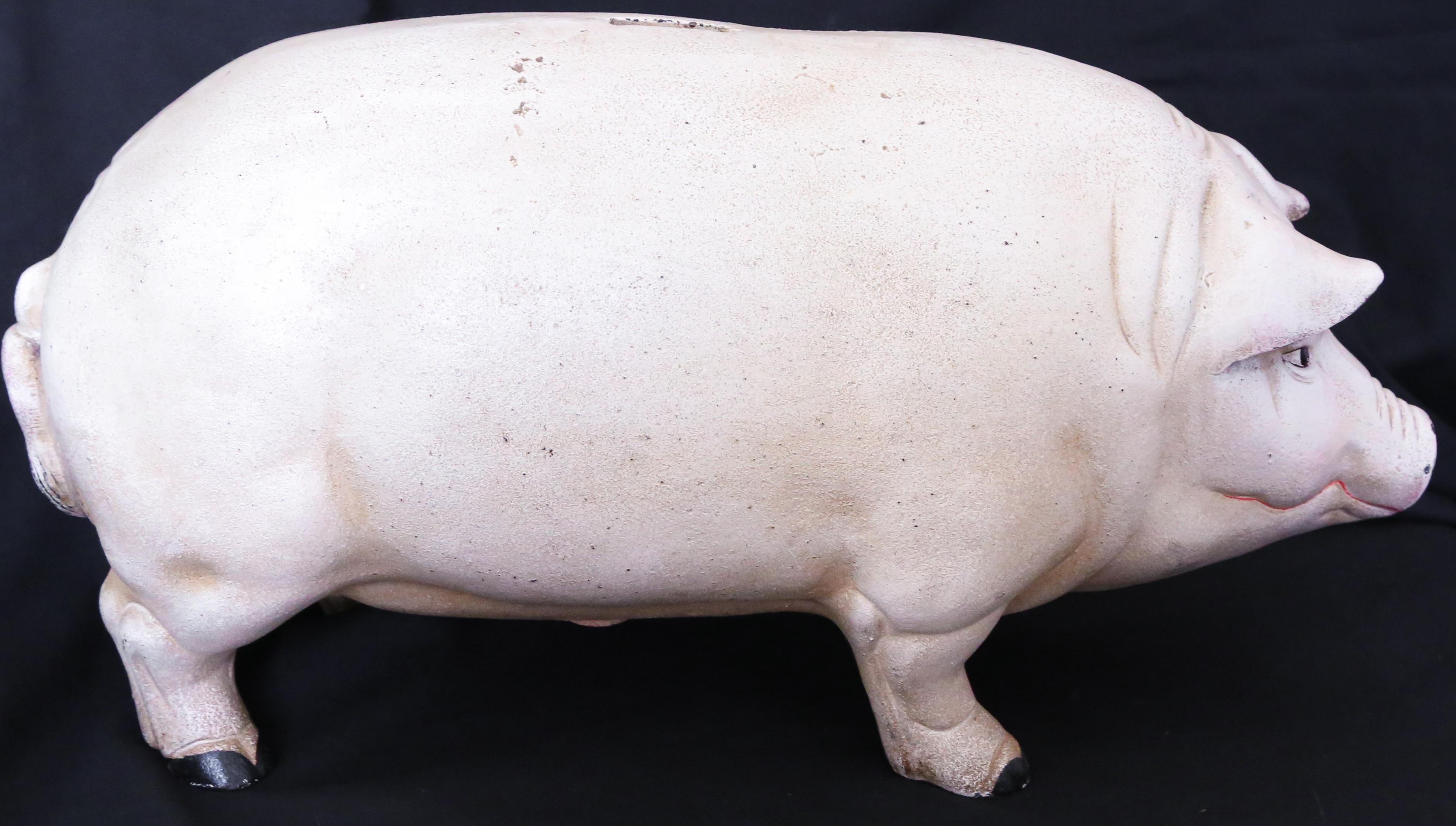 A piggybank, circa 1960s, cold-painted iron, with a coin-slot - Sculpture by Unknown
