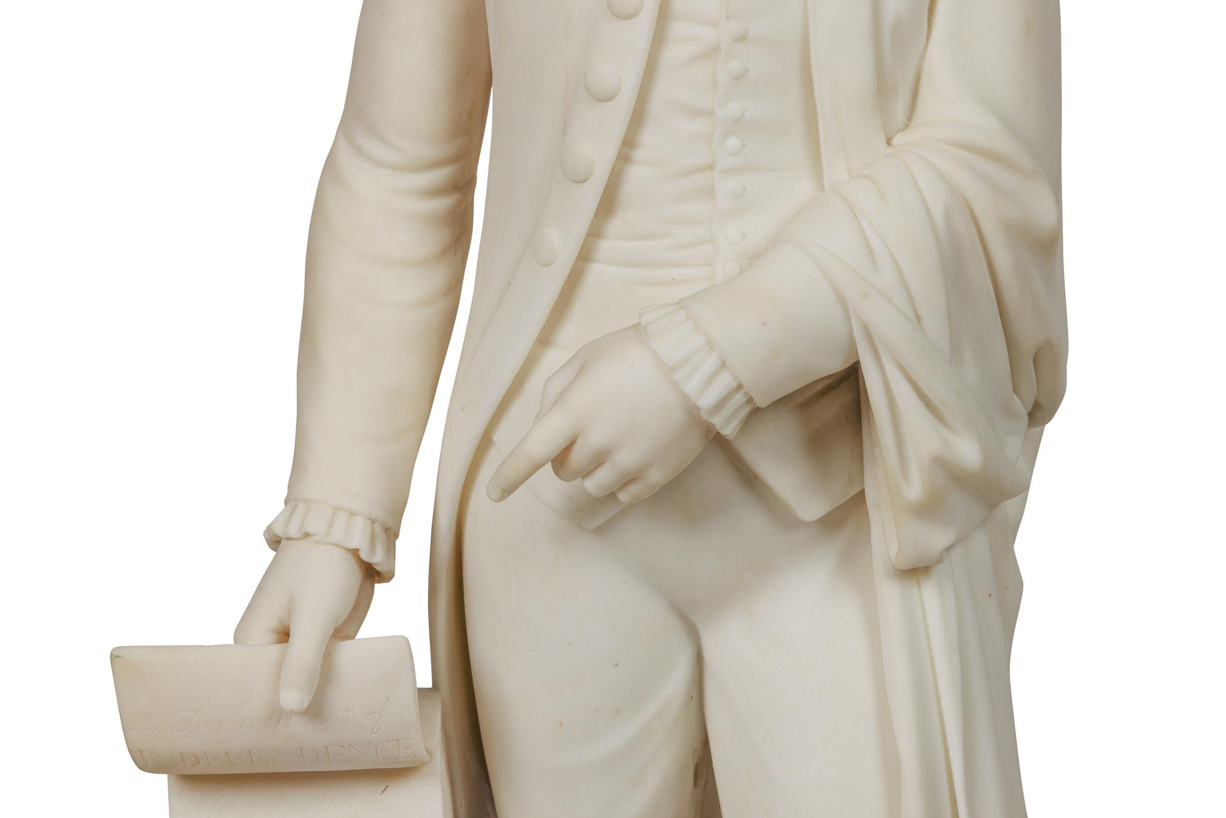 A Rare and Important American Marble Sculpture of Thomas Jefferson, Circa 1870 For Sale 7