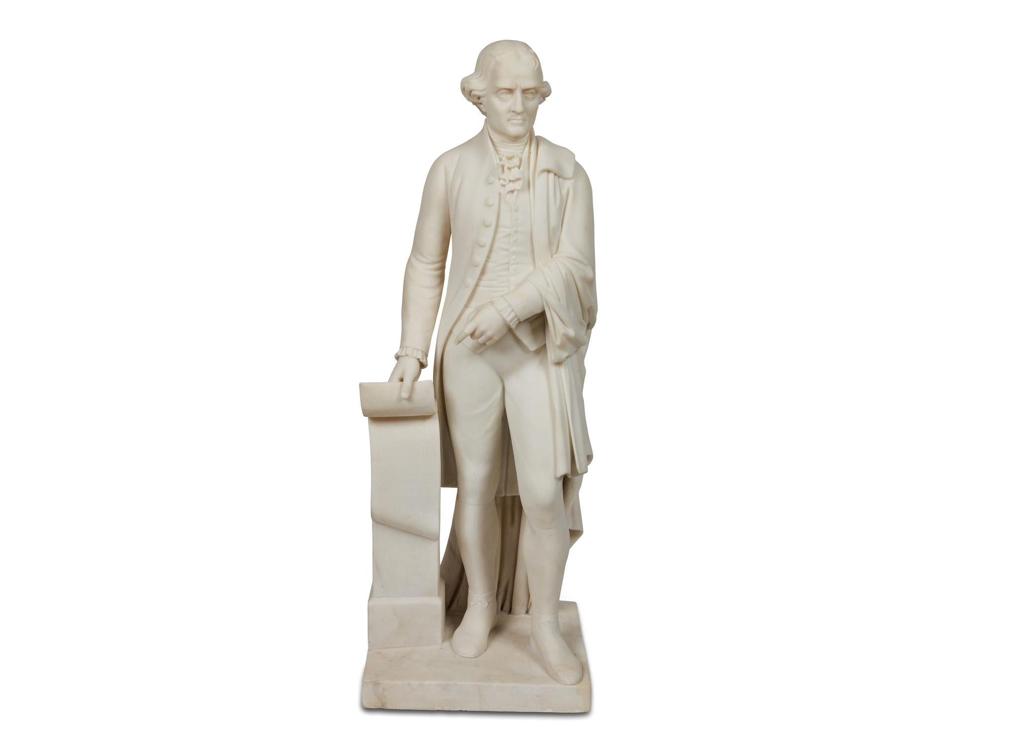 Rare et importante sculpture américaine en marbre de Thomas Jefferson, datant d'environ 1870 - Sculpture de Unknown