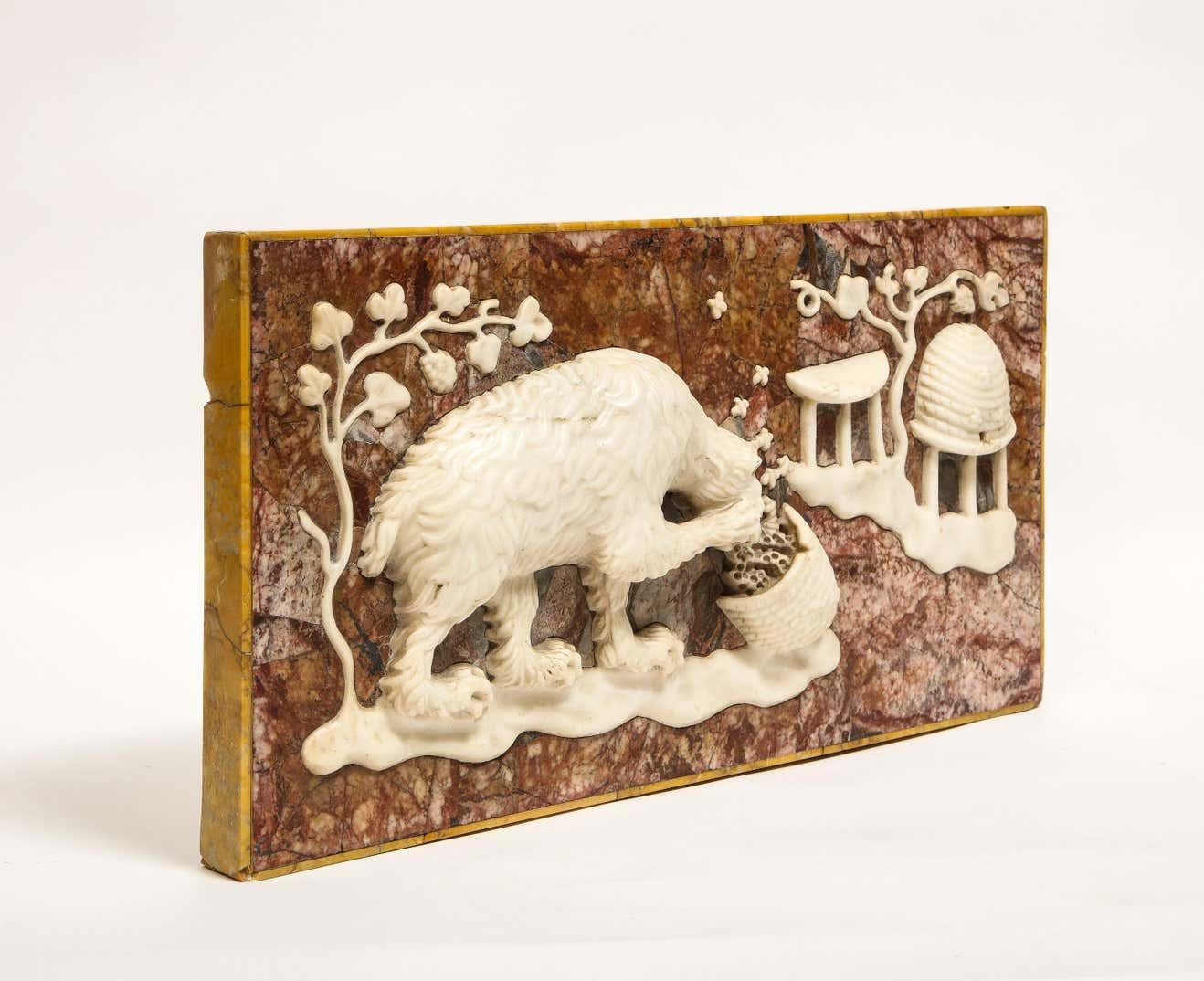 A Rare Italian Grand Tour Marble Frieze Panel Of A Bear Eating Honey 4