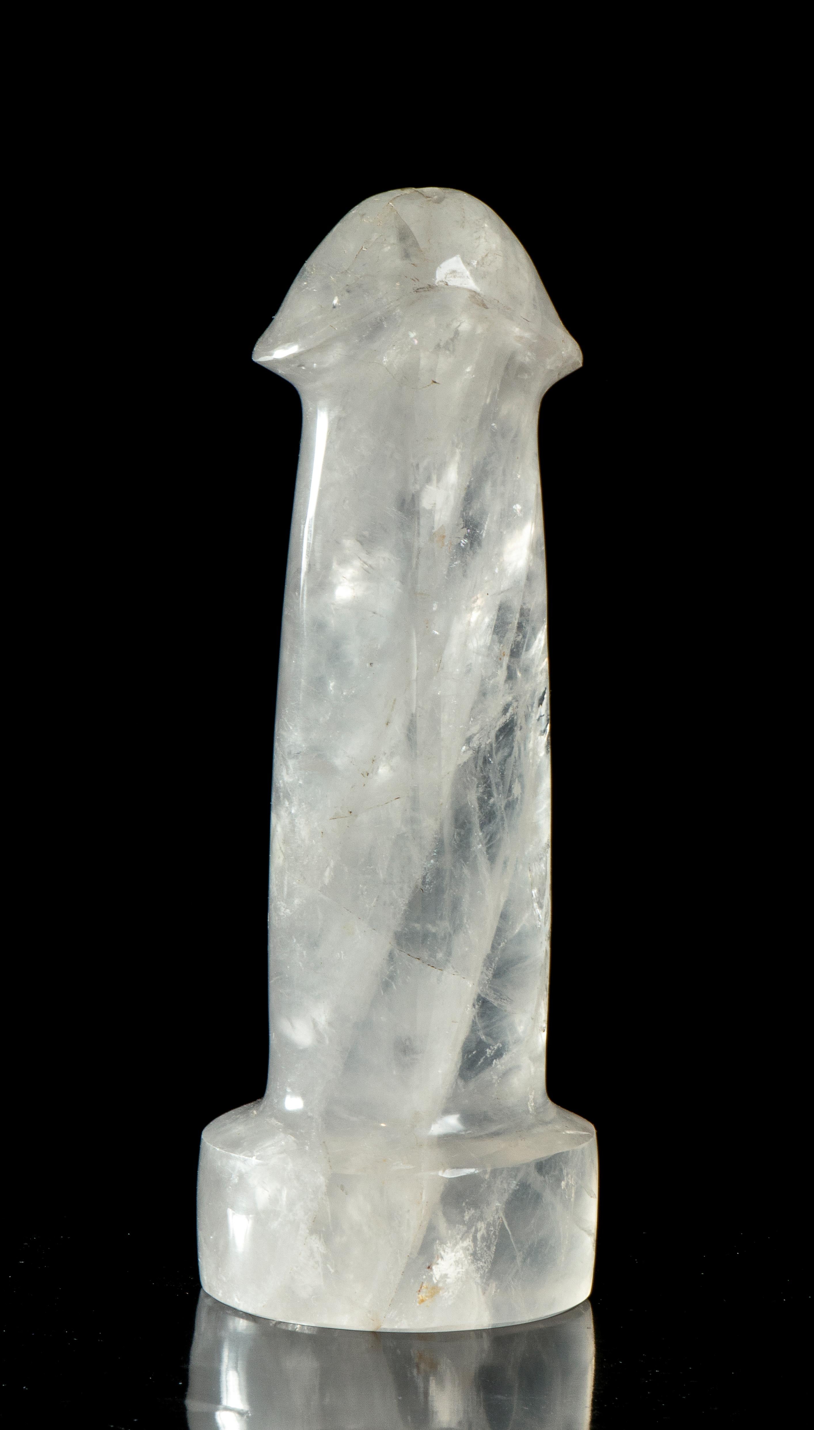 Unknown Nude Sculpture - A Rock Cristal Phallus Nude Figurative Sculpture