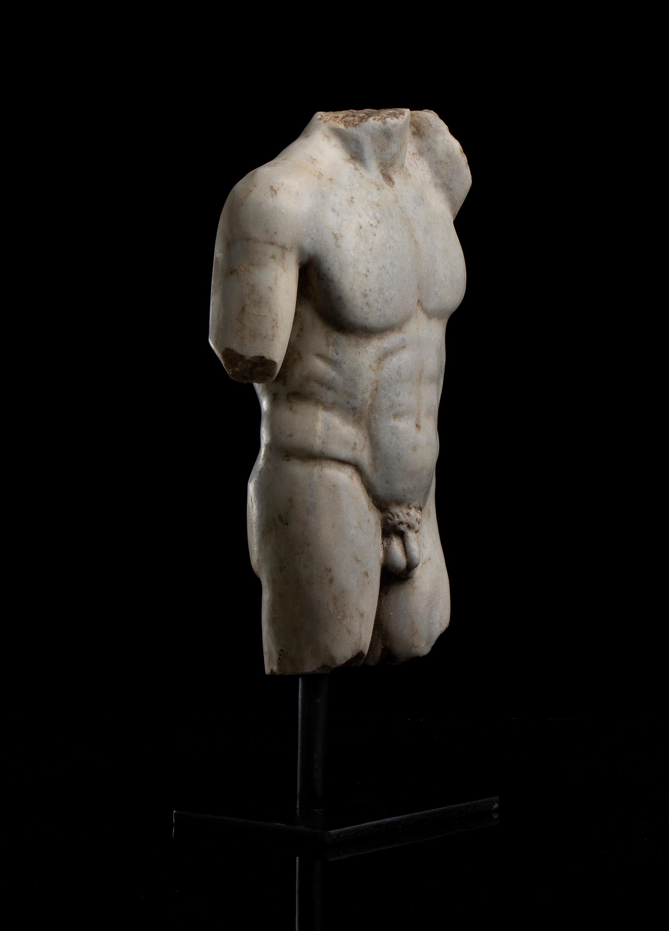 Sculpture romaine en marbre blanc Statuaire Torse d'athlète Grand Tour 19ème 10