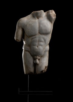 A Roman Sculpture White Statuary Marble Torso Of An Athlete Grand Tour 19th