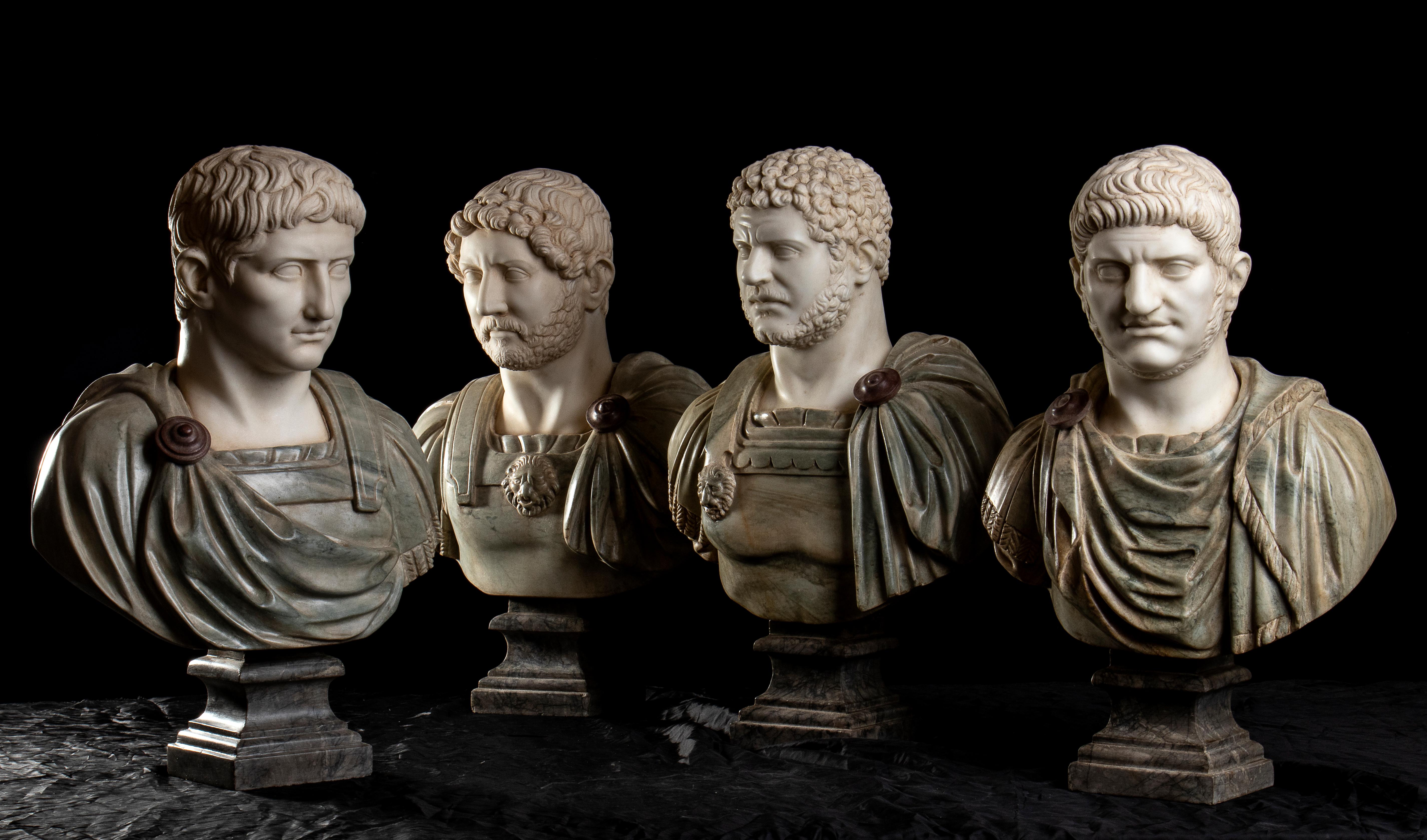 A Set Of Four Italians Specimen Marble Busts Of Roman Emperors Grand tour Style 11