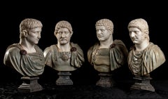 A Set Of Four Italians Specimen Marble Busts Of Roman Emperors Grand tour Style