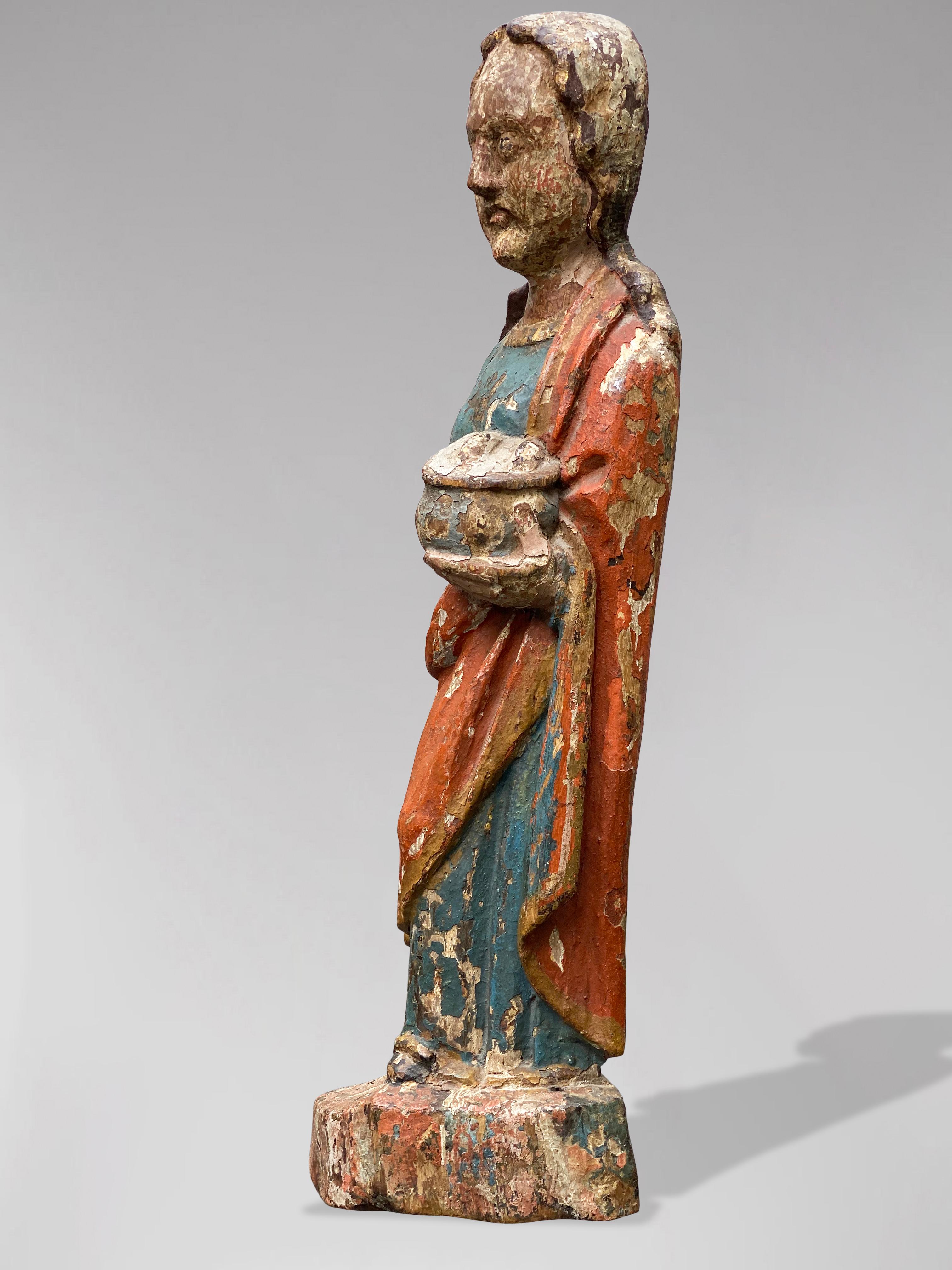 Statue gothique espagnole de saint Marie-Madeleine, fin du 15e siècle - Gothique Sculpture par Unknown