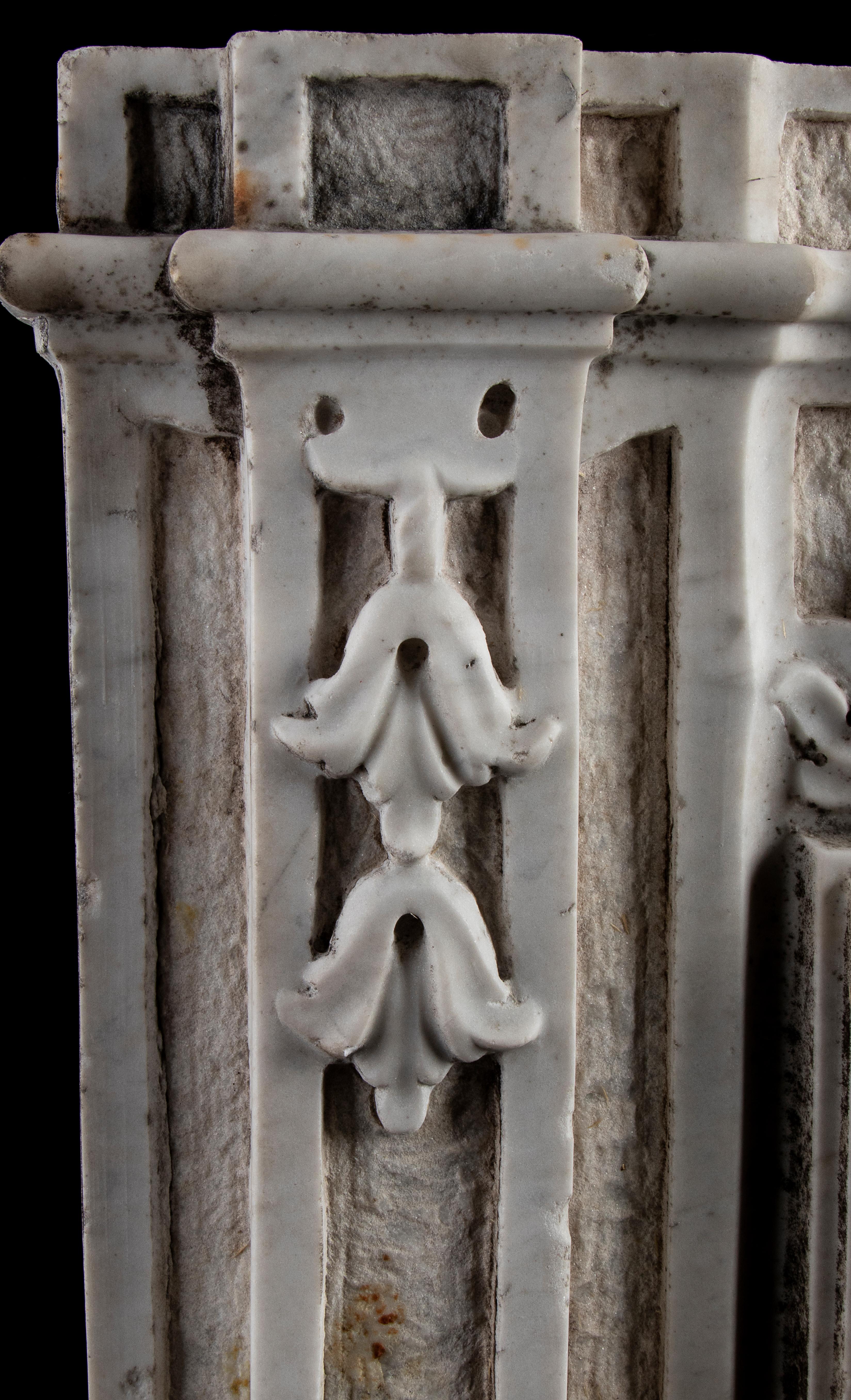 Italian Baroque Sculpture White Marble Tabernacle Hand Carved - Black Figurative Sculpture by Unknown