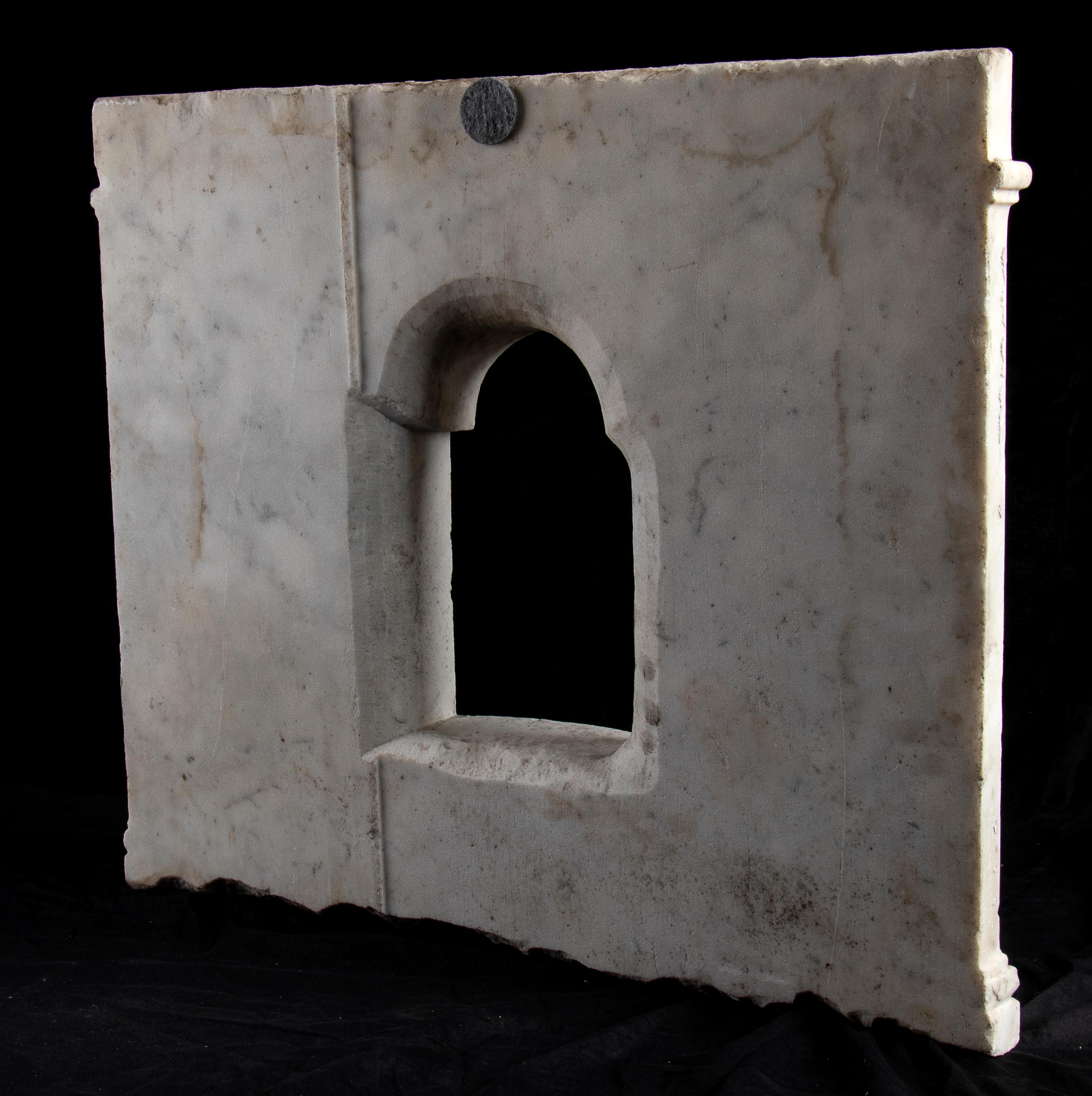 Italian Baroque Sculpture White Marble Tabernacle Hand Carved 3