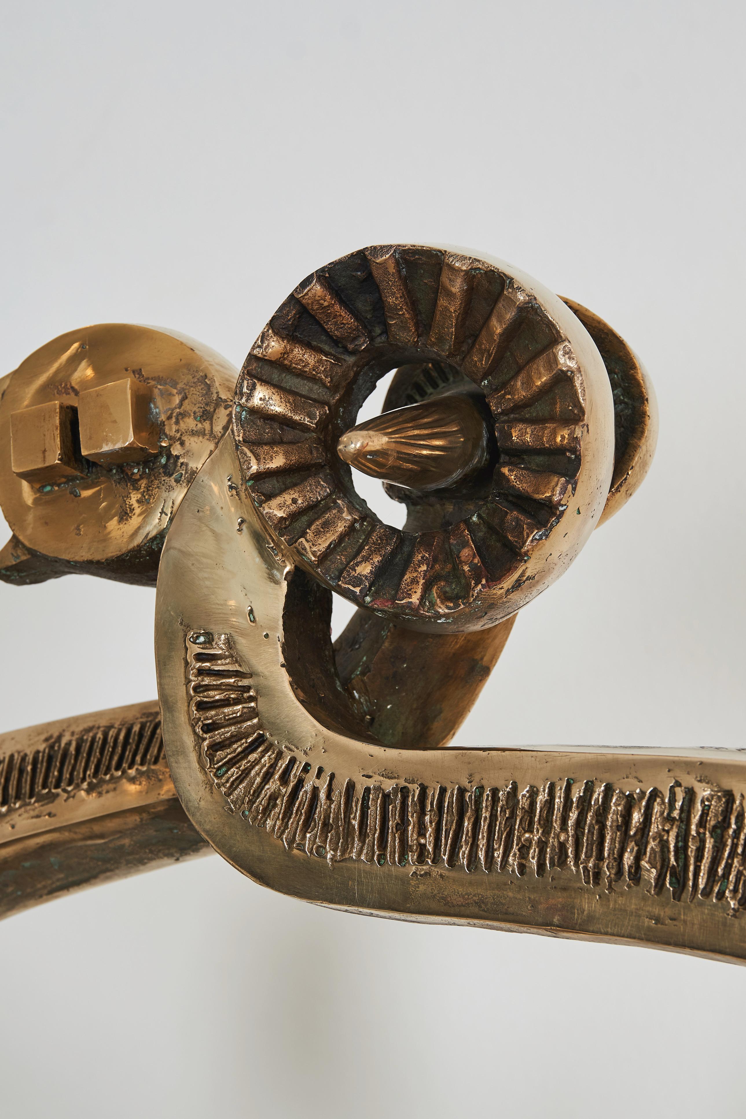 Abstrakte brutalistische Bronzeskulptur, Prince Monyo (1926-) im Angebot 8