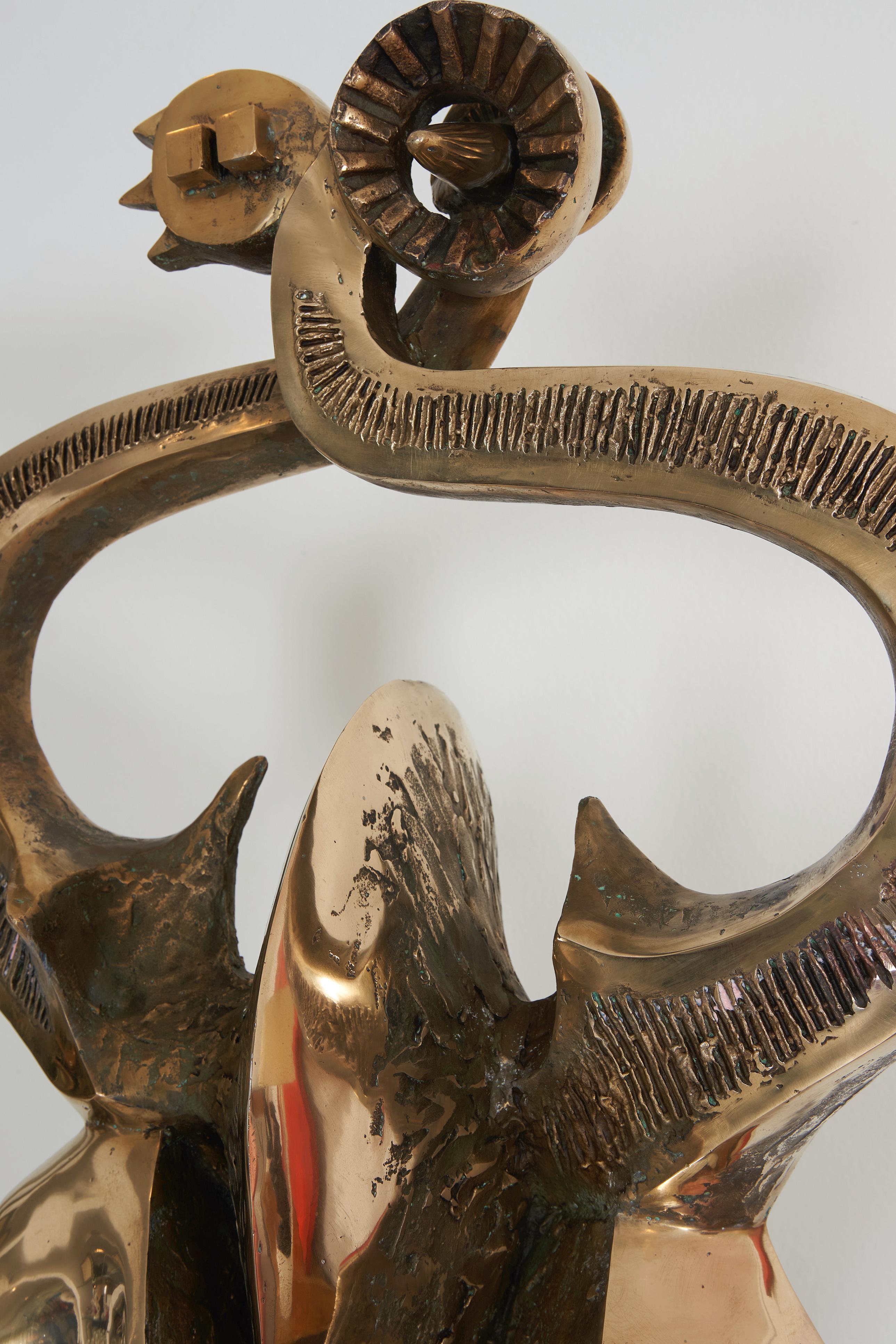 Abstrakte brutalistische Bronzeskulptur, Prince Monyo (1926-) im Angebot 2