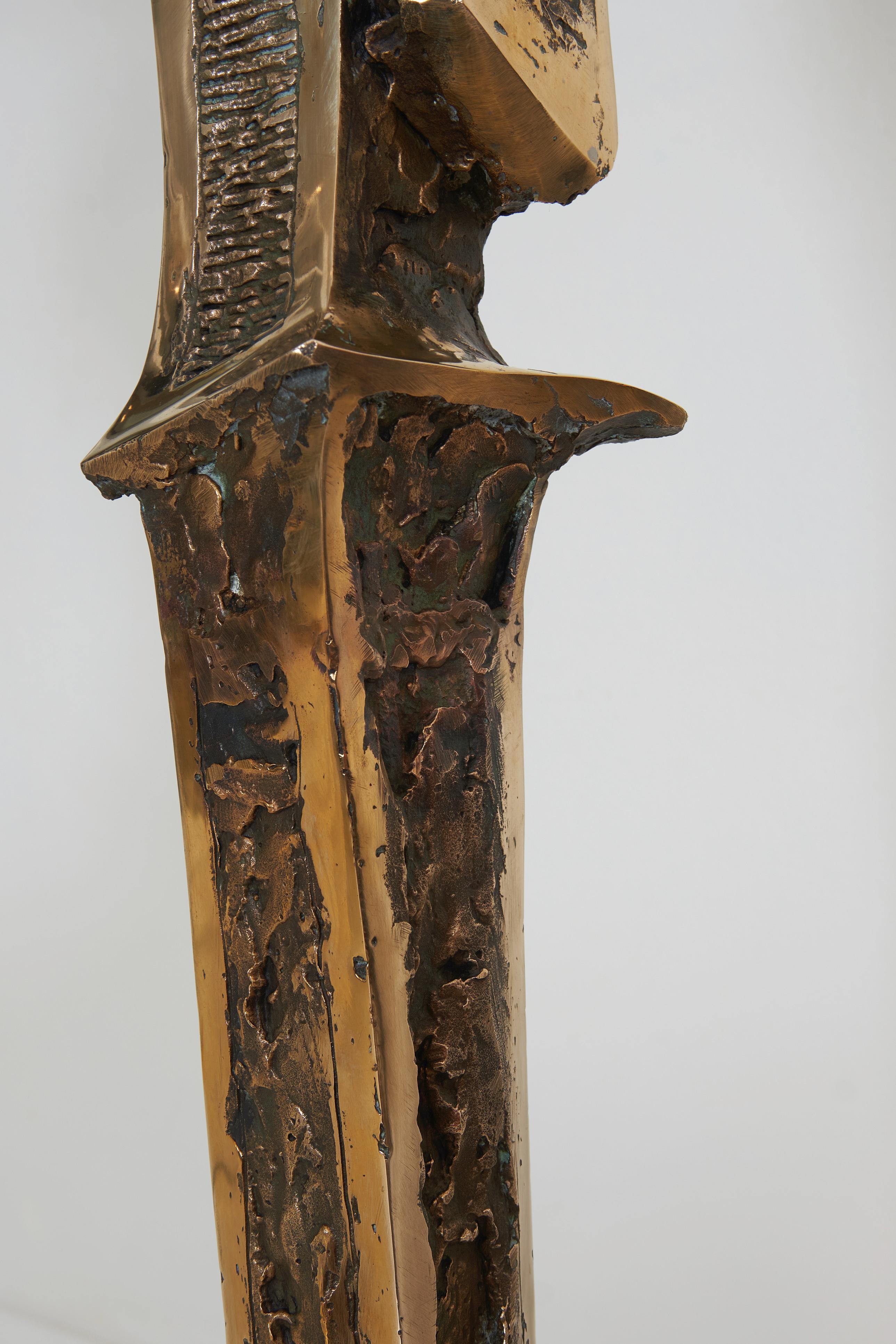 Abstrakte brutalistische Bronzeskulptur, Prince Monyo (1926-) im Angebot 3