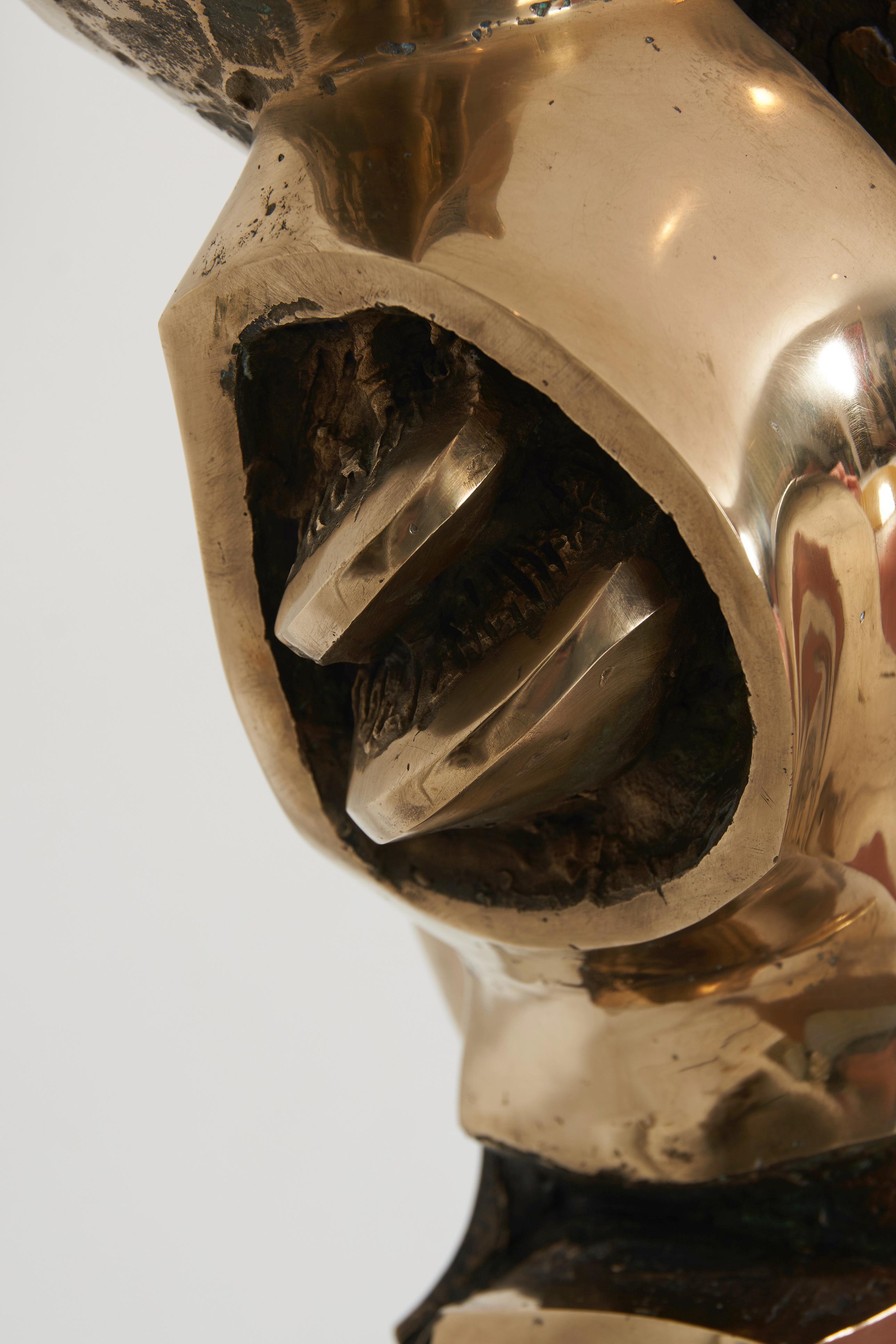 Abstrakte brutalistische Bronzeskulptur, Prince Monyo (1926-) im Angebot 4