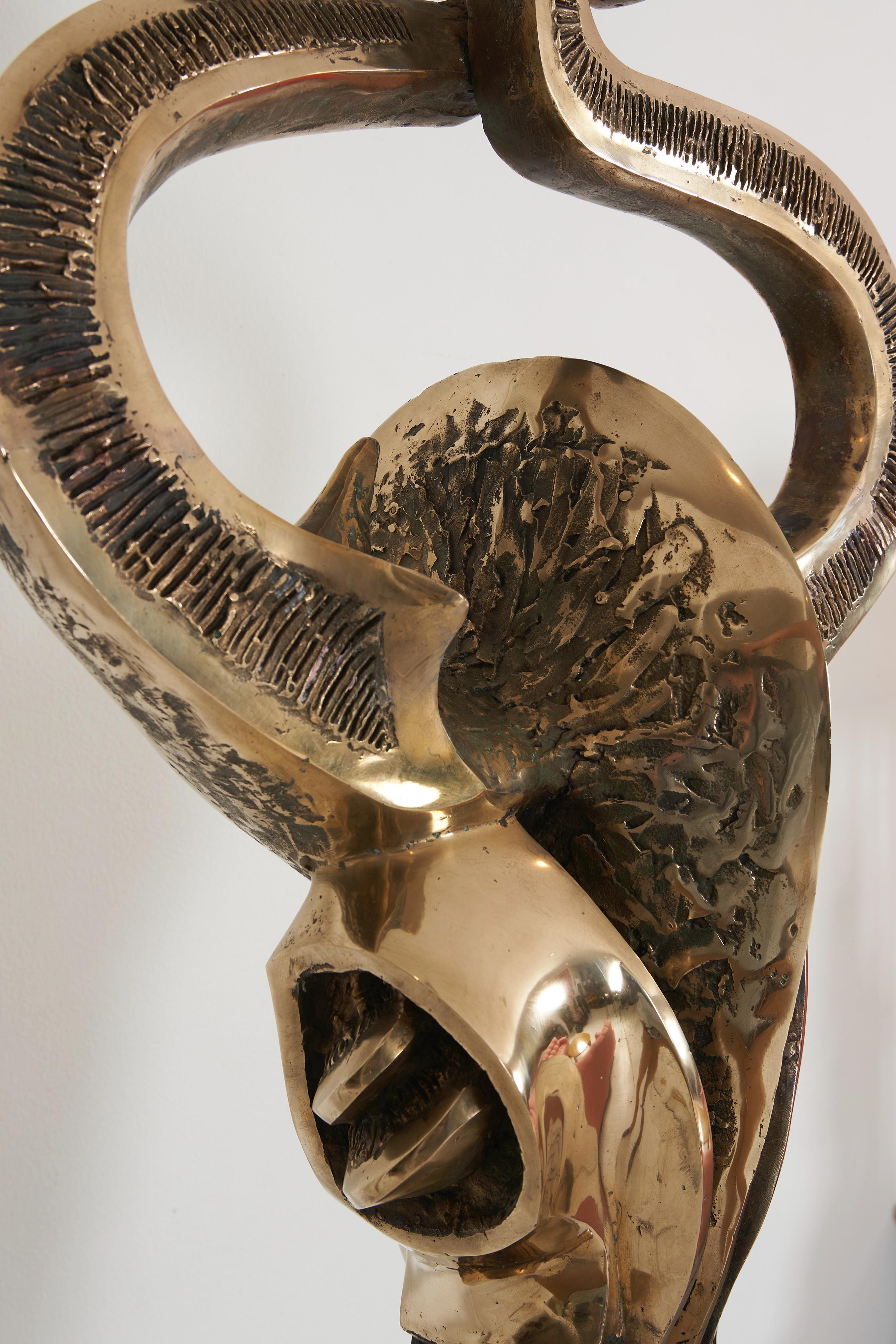 Abstrakte brutalistische Bronzeskulptur, Prince Monyo (1926-) im Angebot 5