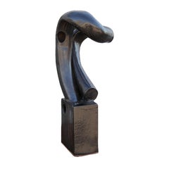 Black Abstract Organic Form Amorphous Ceramic Sculpture