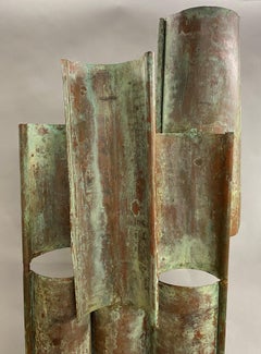 Abstract Copper & Iron Garden Sculpture with Gutter Elements