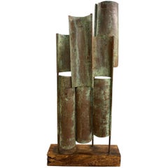 Abstract Copper & Iron Garden Sculpture with Gutter Elements