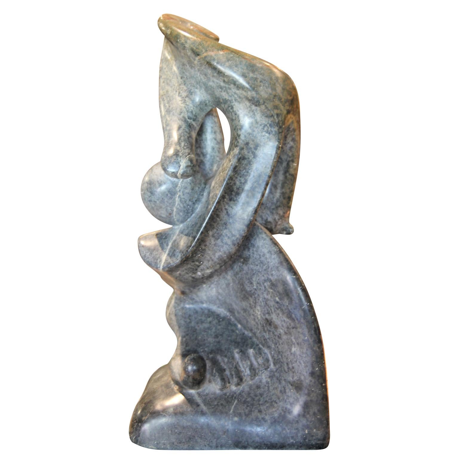 Unknown Figurative Sculpture - Abstract Figurative Marble Scuplture Signed Mario C: G:
