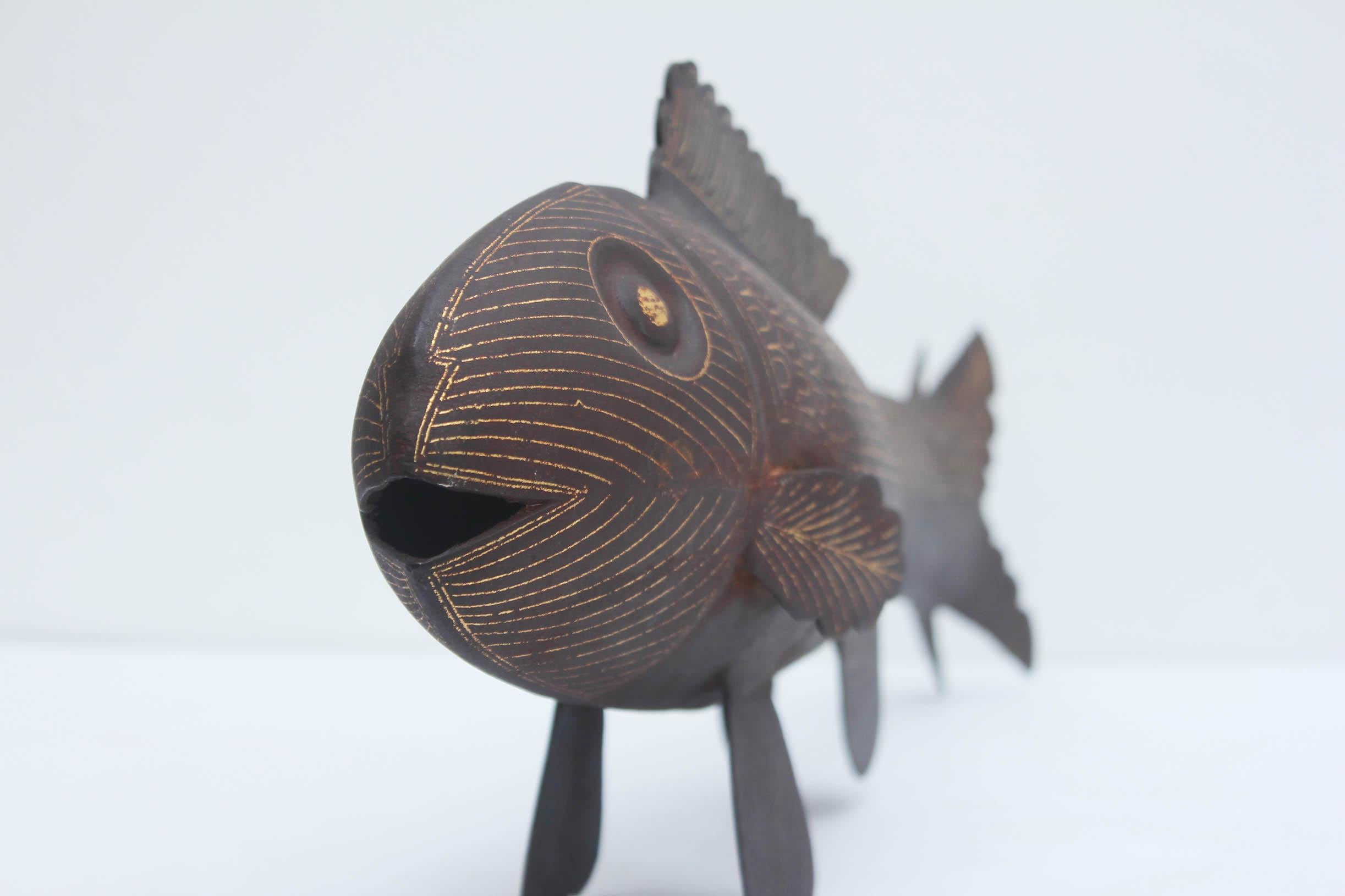 Abstract Fish Sculpture - Gray Abstract Sculpture by Unknown