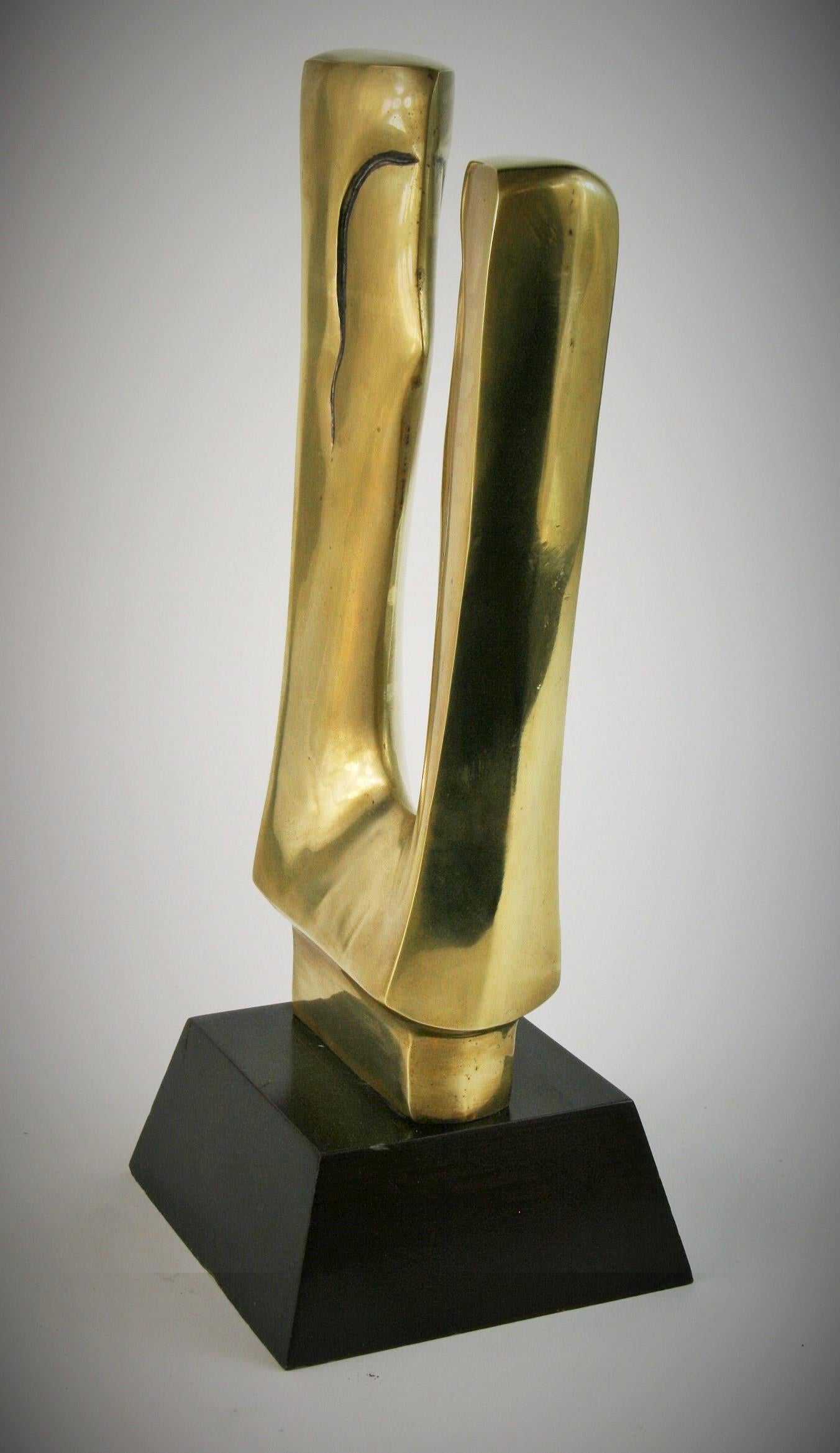 Abstract Man and Woman Large Brass Sculpture - Beige Abstract Sculpture by Unknown