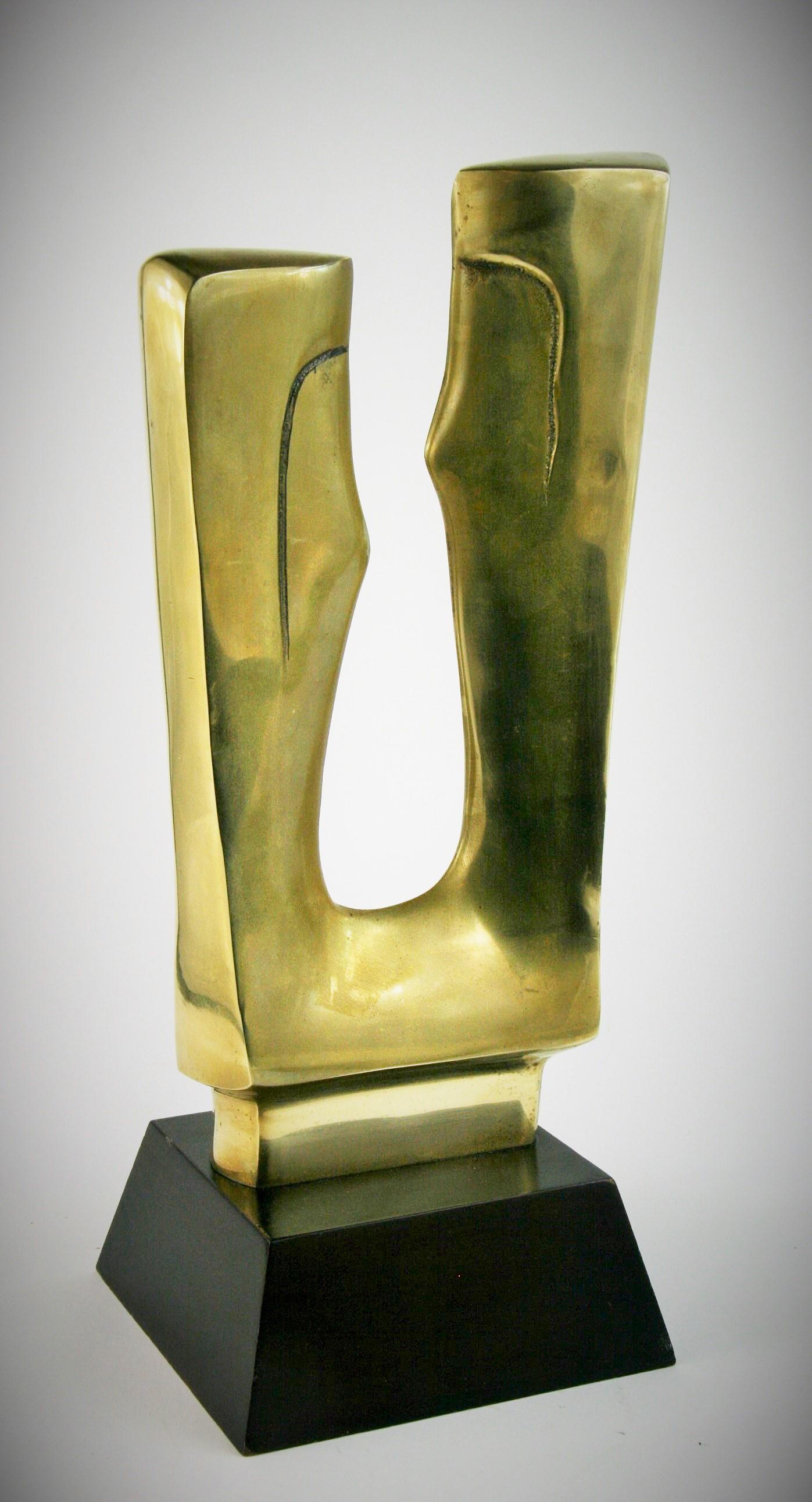 Unknown Abstract Sculpture - Abstract Man and Woman Large Brass Sculpture