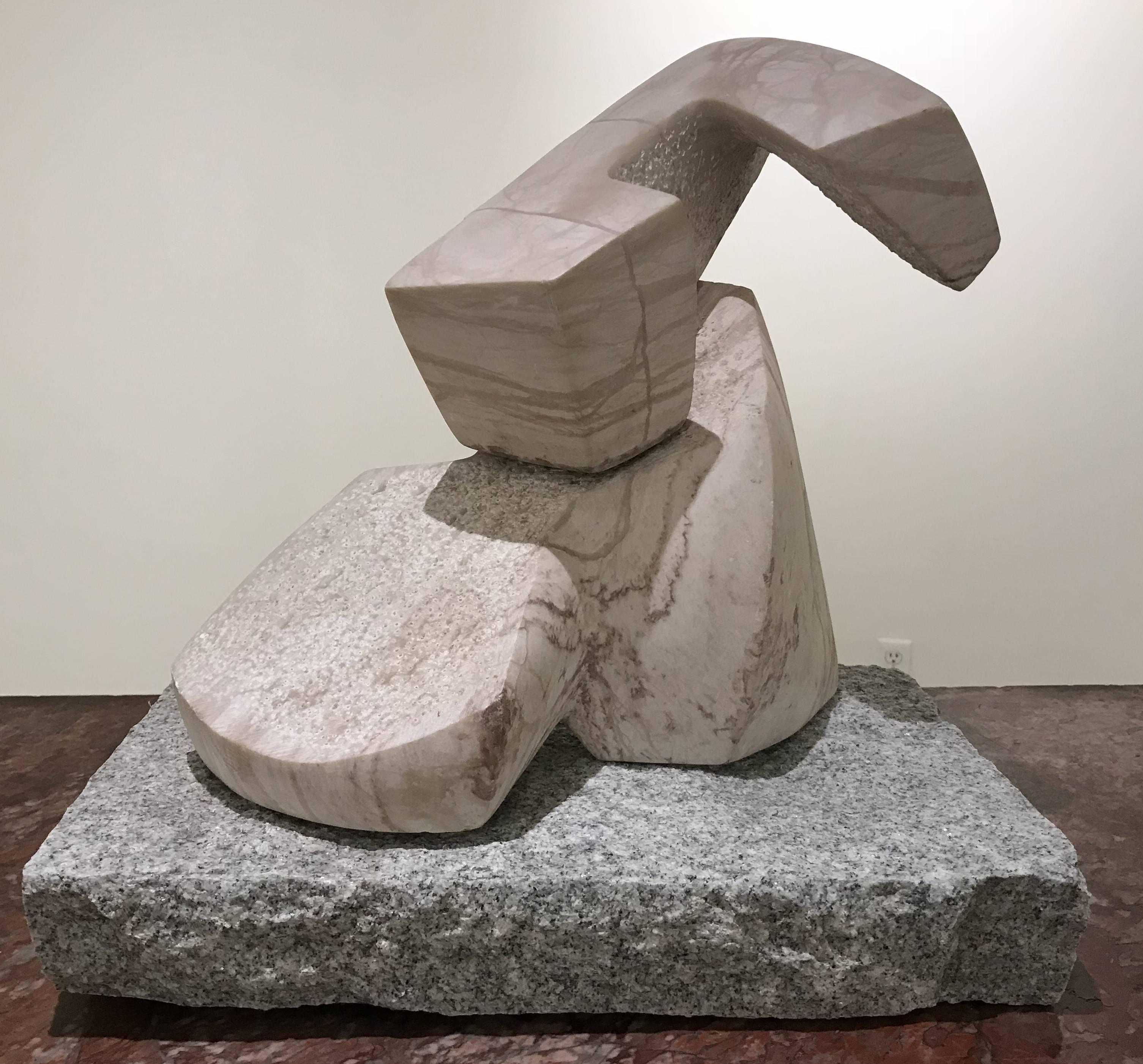 Abstract Marble Sculpture on Granite Plinth 3