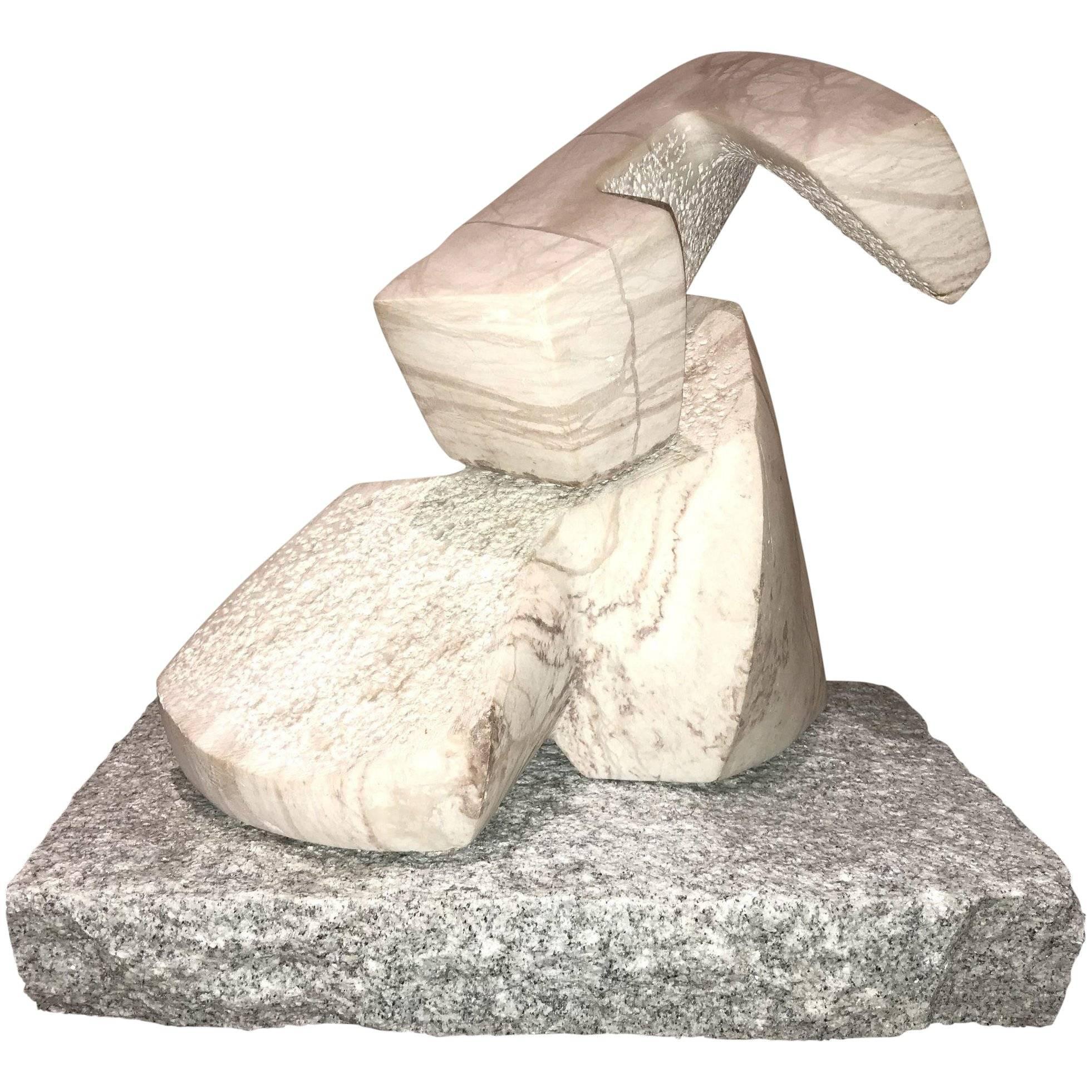 Unknown Abstract Sculpture - Abstract Marble Sculpture on Granite Plinth