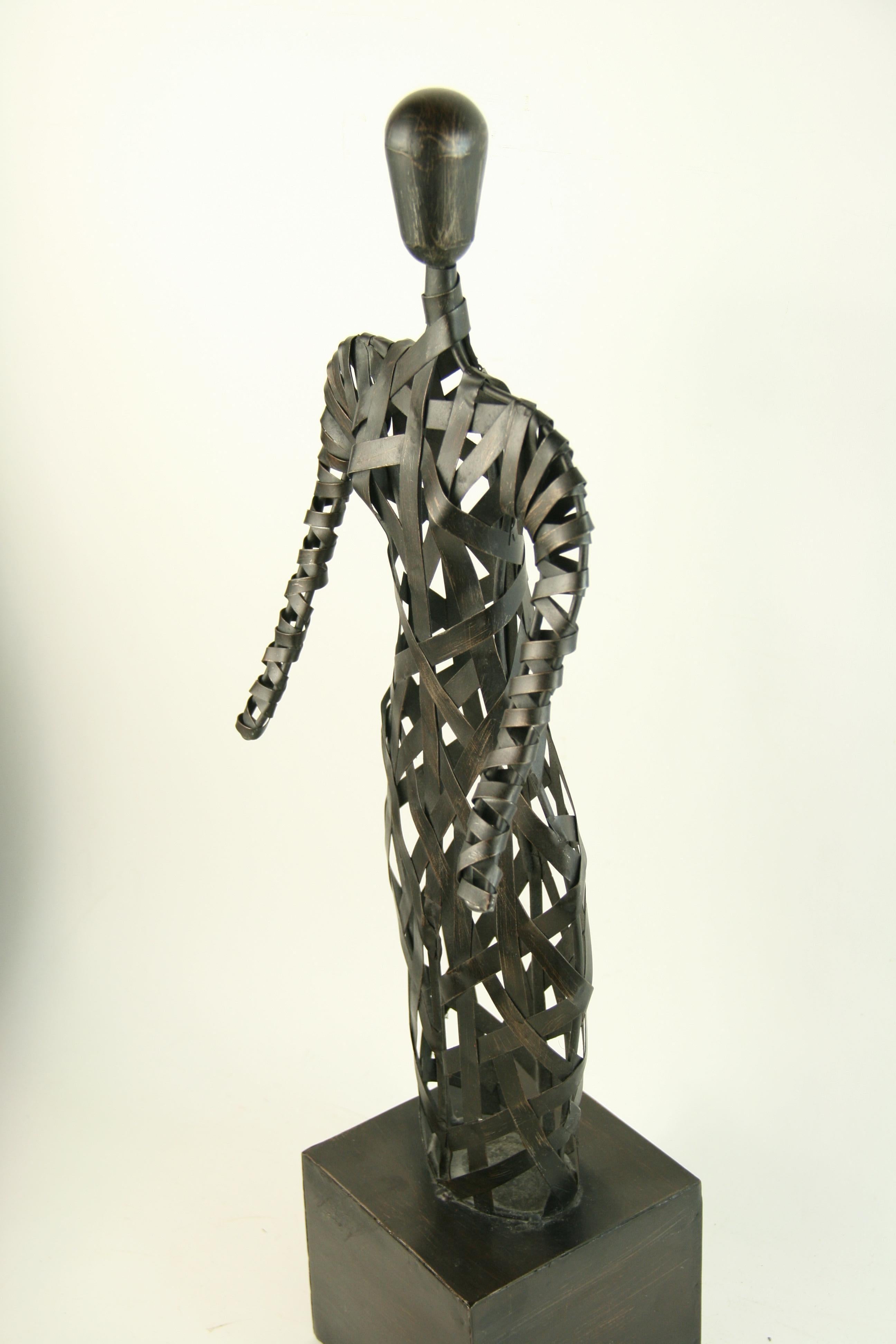 Unknown Abstract Sculpture - Abstract Metal Band Figural Sculpture