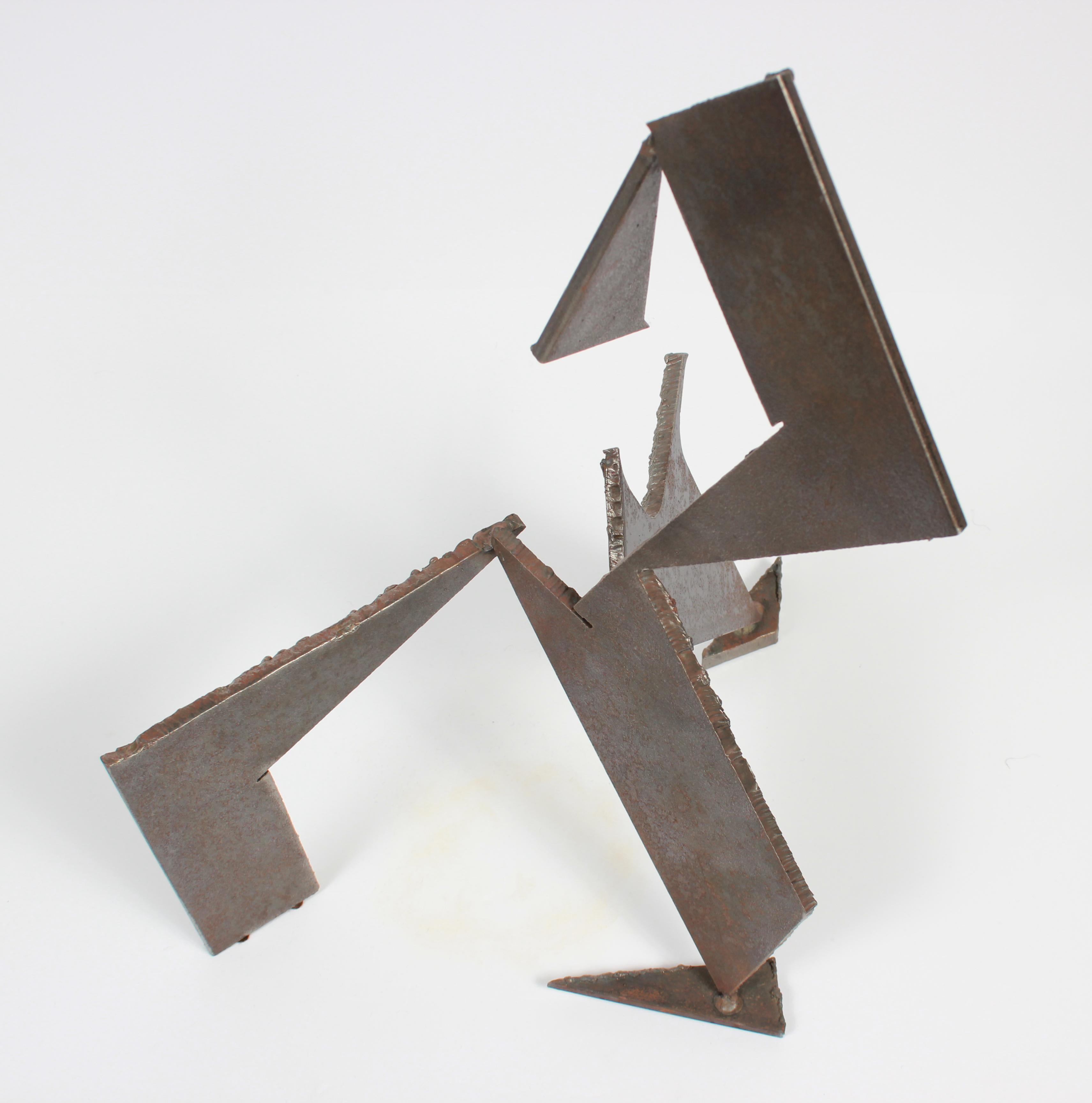 Abstracted Geometric Welded Steel Sculpture, Late 20th Century 1