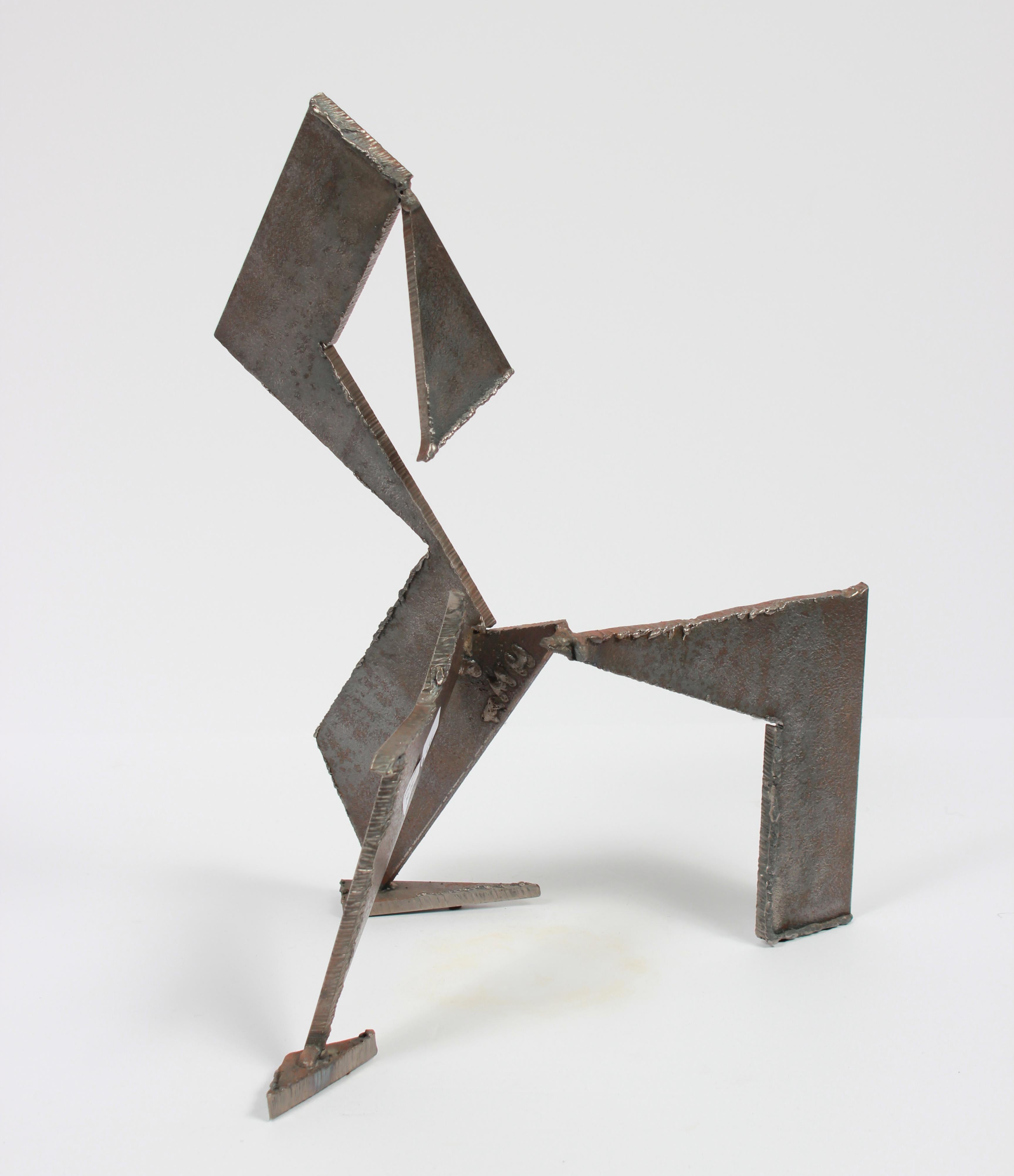 Unknown Abstract Sculpture - Abstracted Geometric Welded Steel Sculpture, Late 20th Century