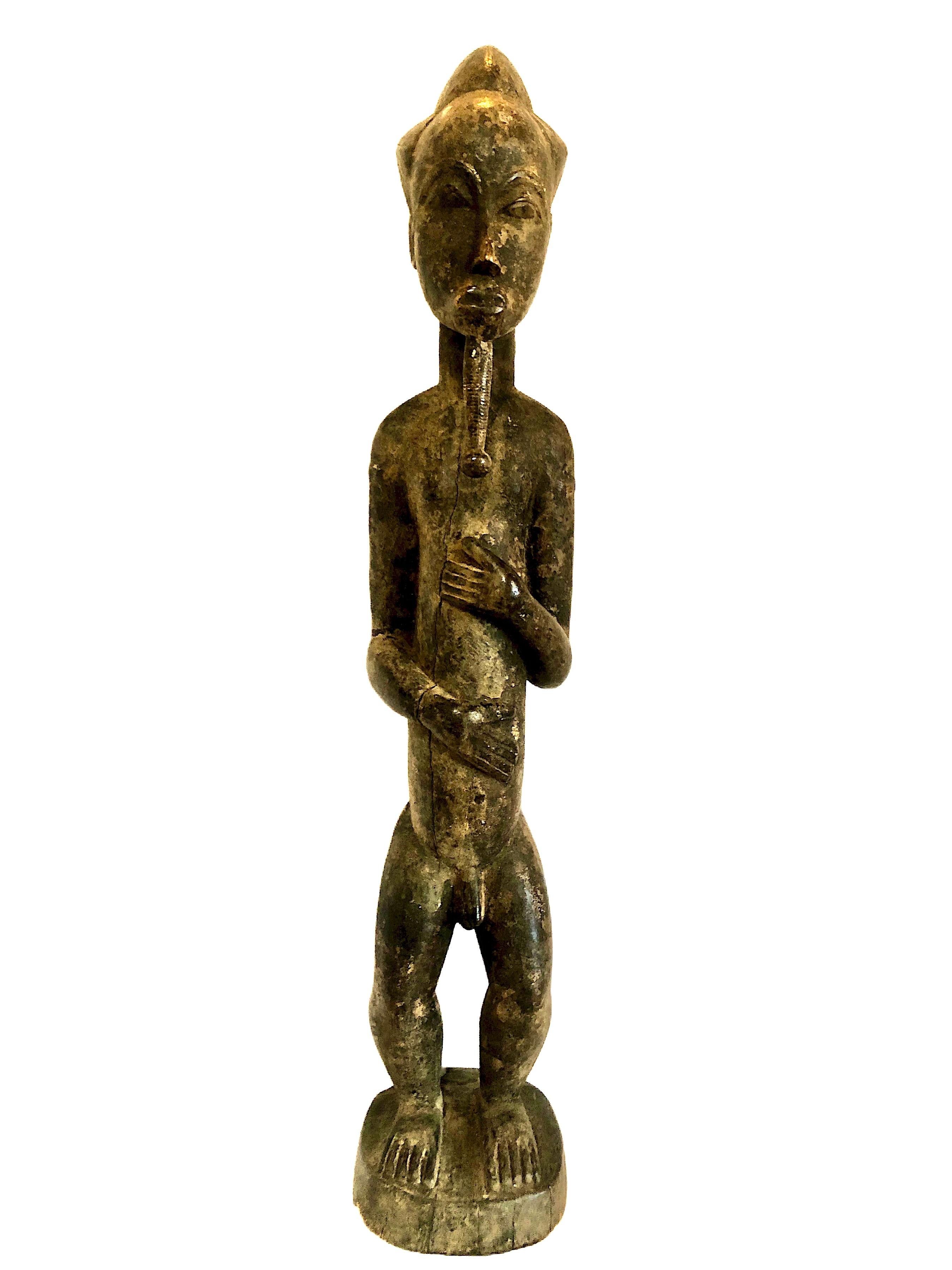 African Carved Wood Male Sculpture