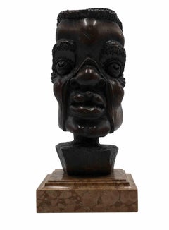 African Head - Sculpture - Mid 20th Century