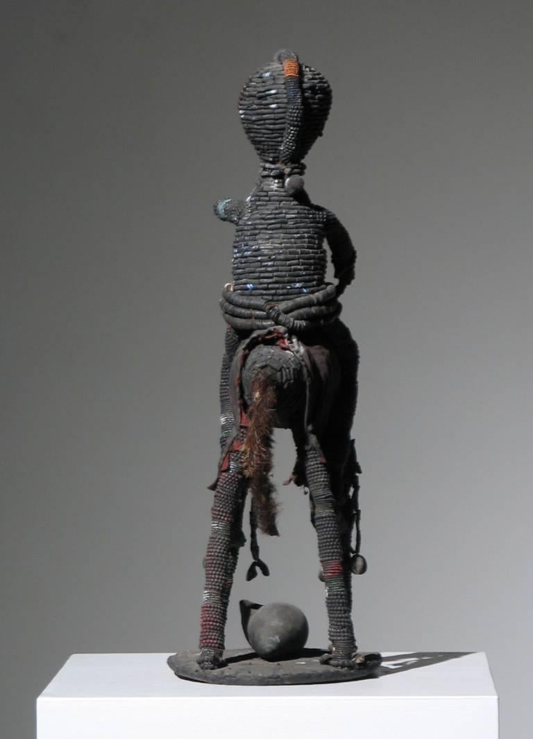 African Yoruba Beaded Horse and Rider - Tribal Sculpture by Unknown