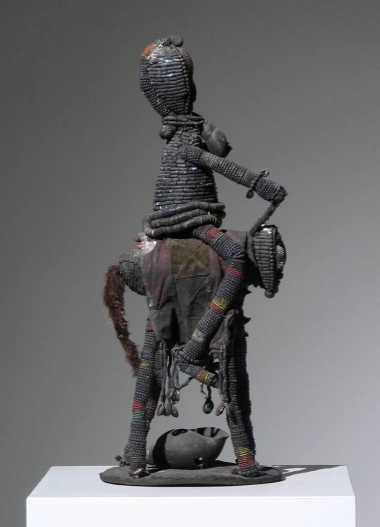 African Yoruba Beaded Horse and Rider 1