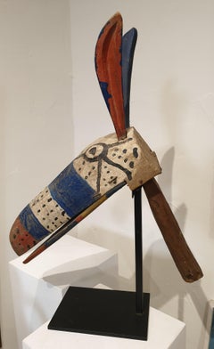African zoomorphic puppet head sculpture from the Bozo Tribe in Mali.