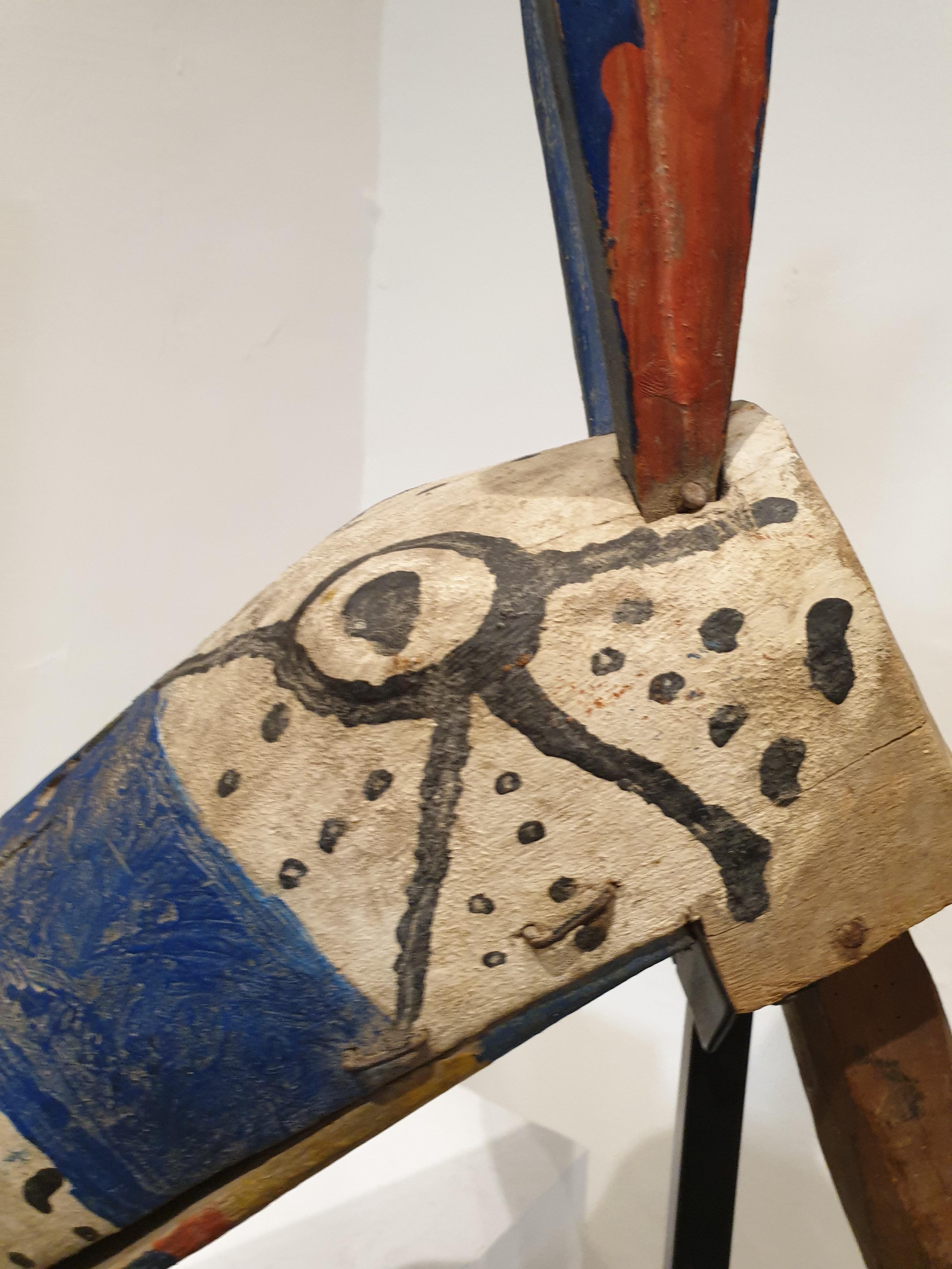 Escultura africana zoomorfa de cabeza de marioneta de la tribu Bozo de Mali. en venta 2