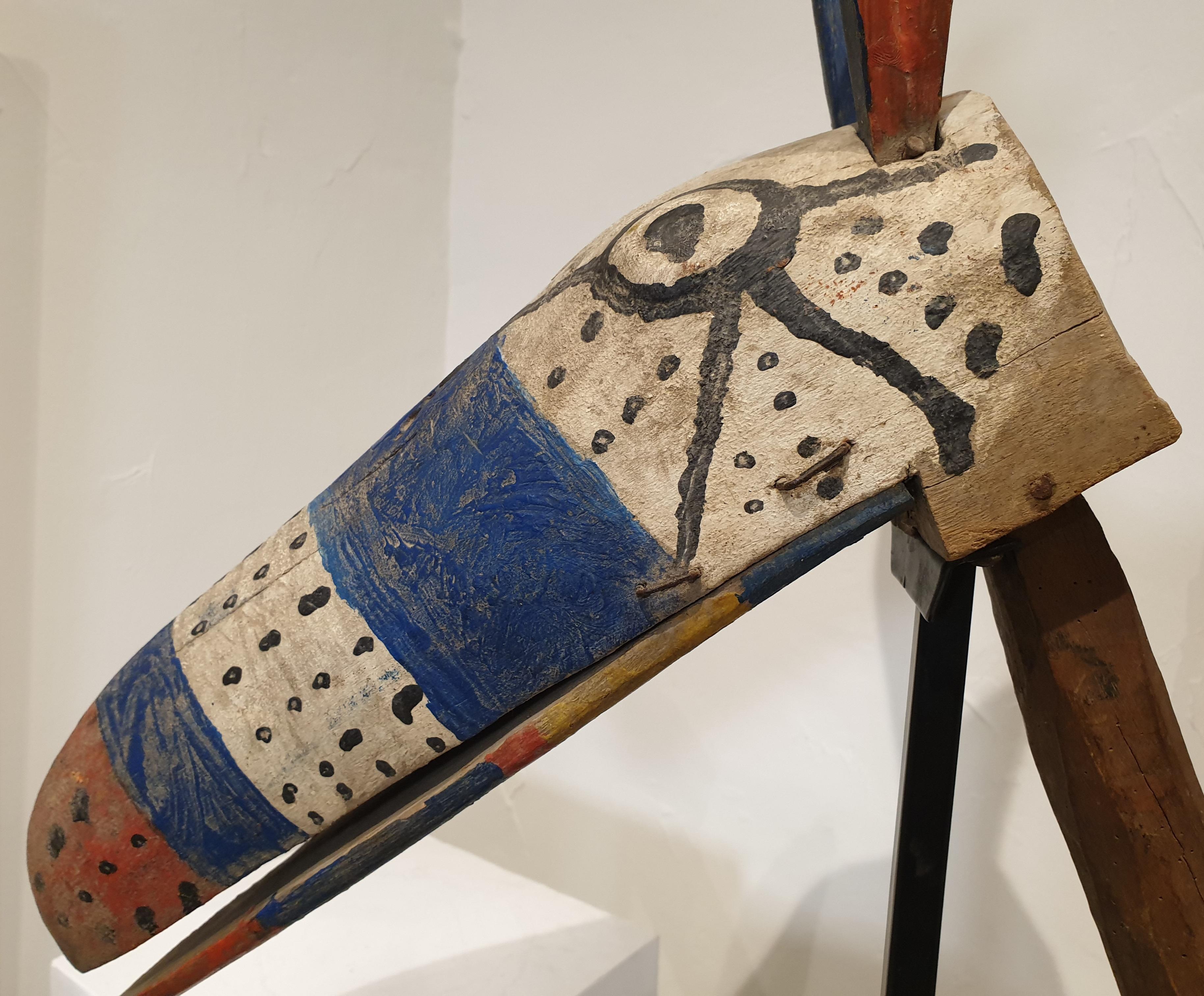Escultura africana zoomorfa de cabeza de marioneta de la tribu Bozo de Mali. en venta 3