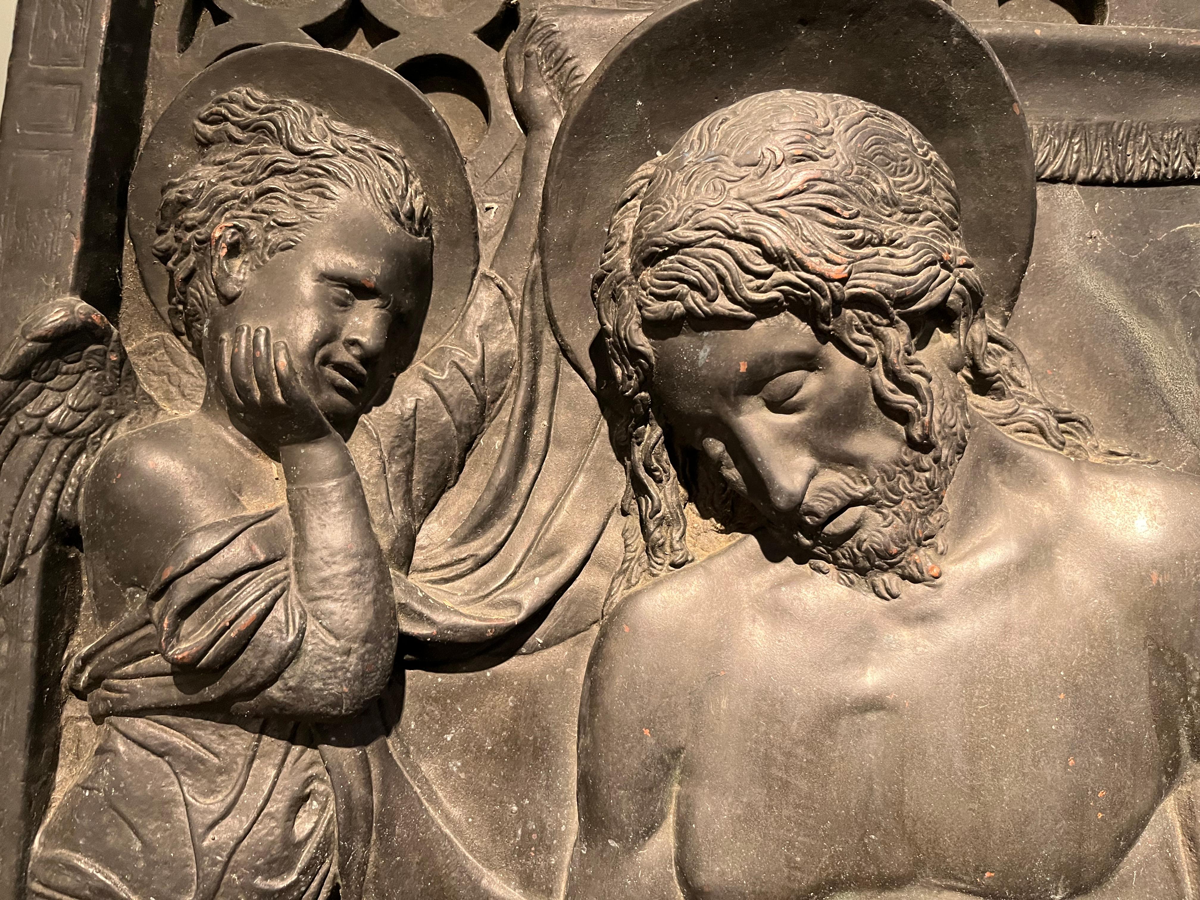 After Donatello - Cristo Morto - Brown Figurative Sculpture by Unknown