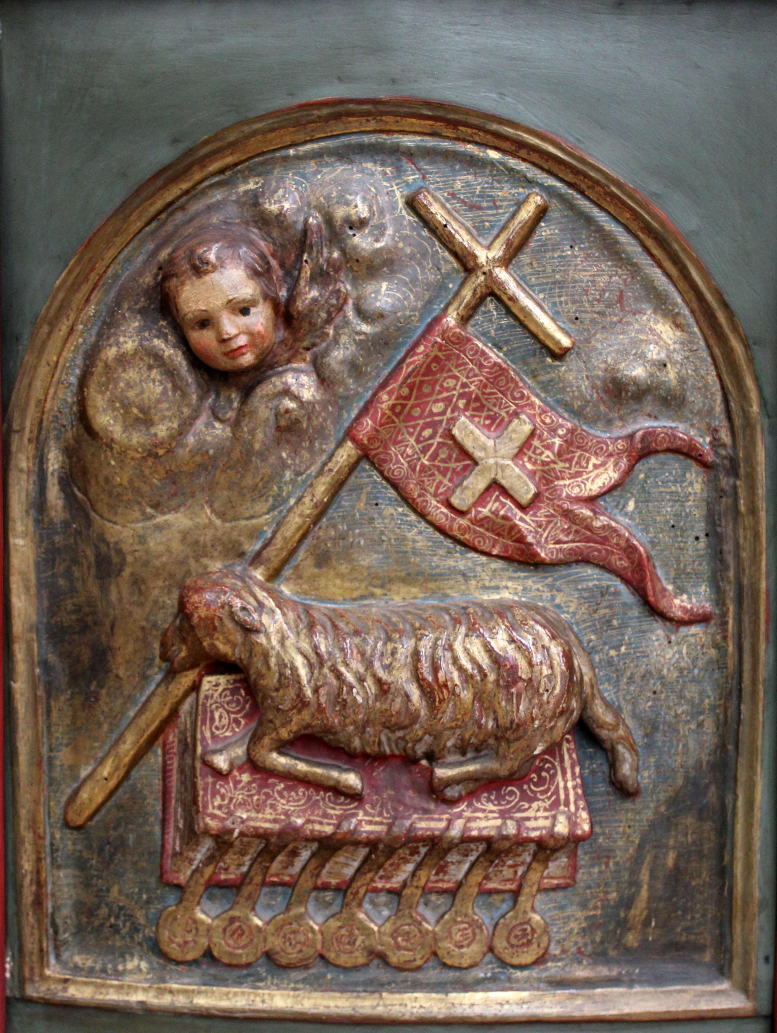Agnus dei - Puerta de sagrario - Siglo XVII - Sculpture di Unknown