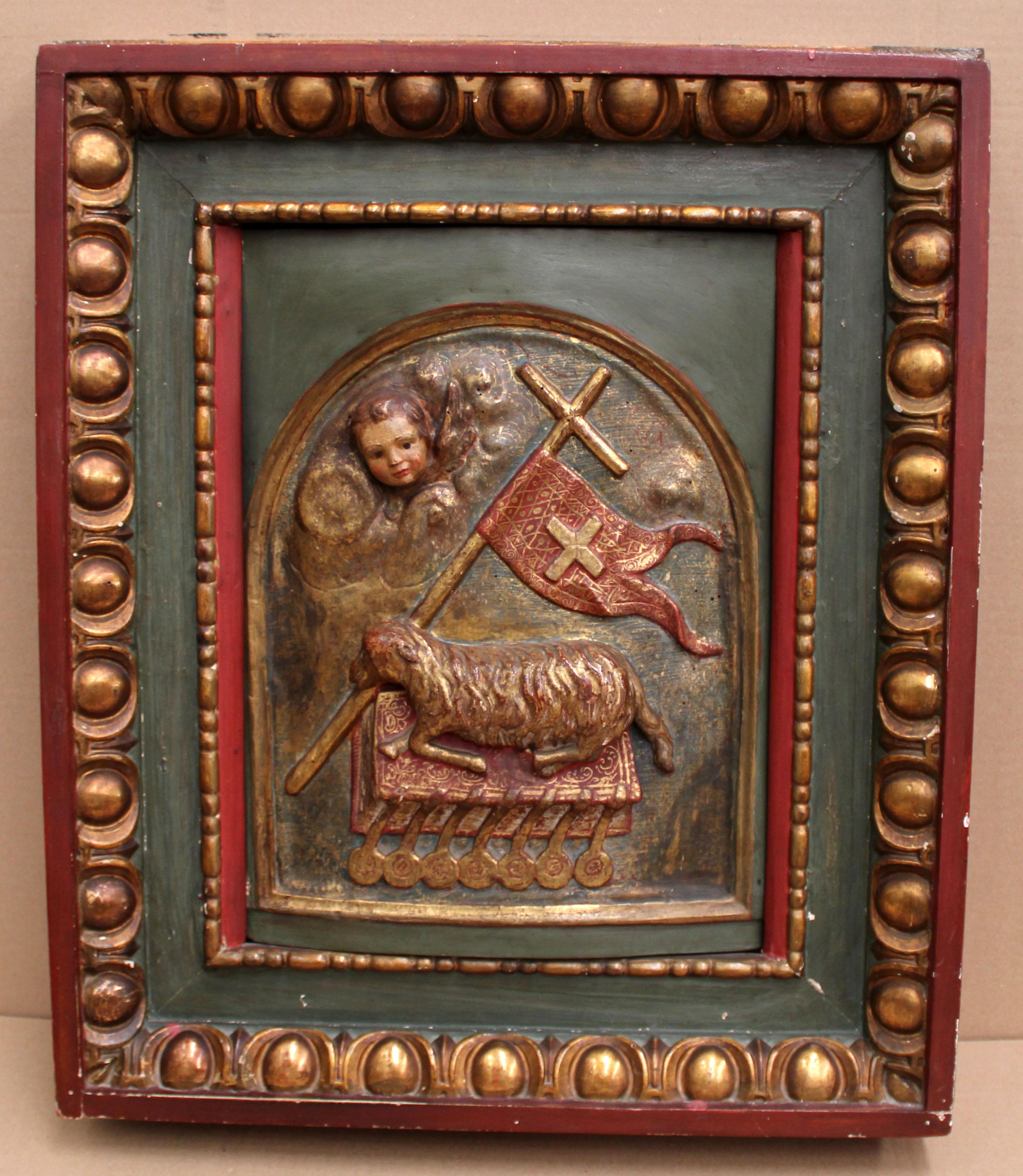 Figurative Sculpture di Unknown - Agnus dei - Puerta de sagrario - Siglo XVII