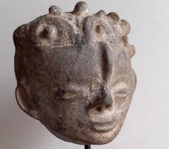 Akan Ashanti Memorial Portraitkopf einer afrikanischen Stammeskunst-Skulptur, Akan Ashanti