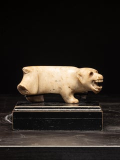 Zeremonielles Tier aus Alabaster, Orientalische Schule, Provenienz Sammlung Jaime Trigo.