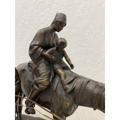 A.M. Bonegor Russian School "Young Cossack Family" Bronze Sculpture c.1908