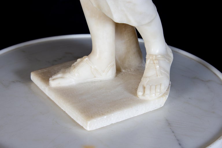 Amazing Neoclassical Alabaster Marble Sculpture of Vestal 1870 For Sale 8