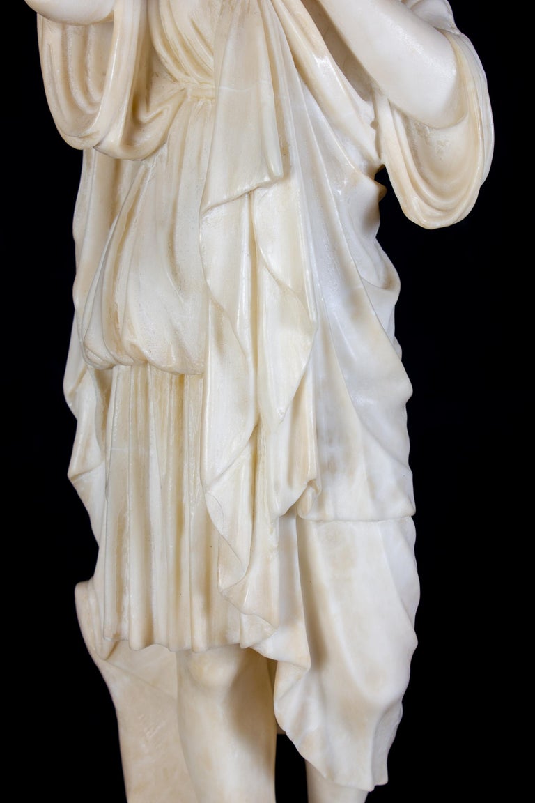  
The sculpture is a marble representation of a draped Vestal Virgin, the priestesses of Vesta, goddess of hearth and home, whose duty it was to keep a sacred fire burning in her temple in Ancient Rome.