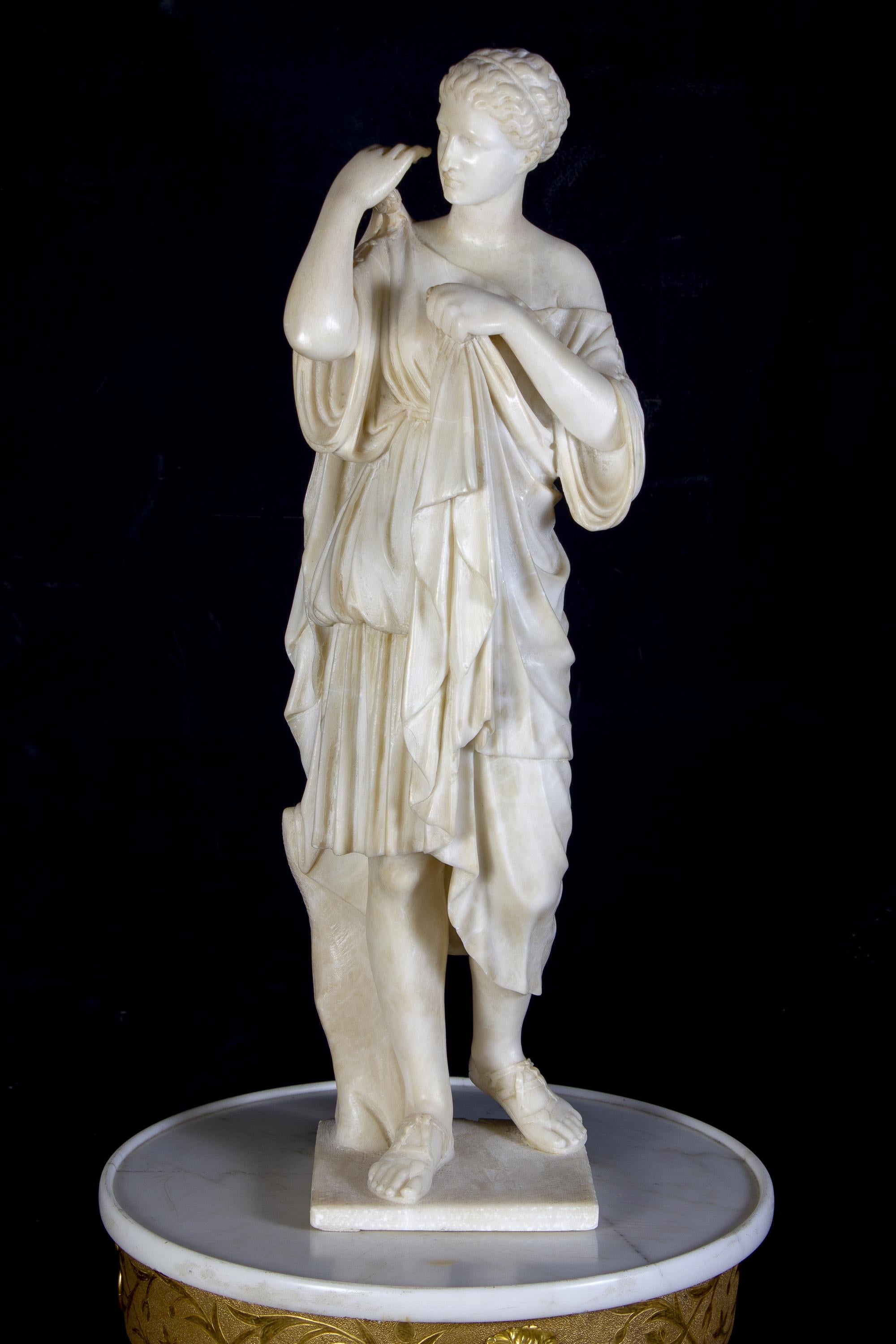 Unknown Figurative Sculpture - Amazing Neoclassical Alabaster Marble Sculpture of Vestal 1870