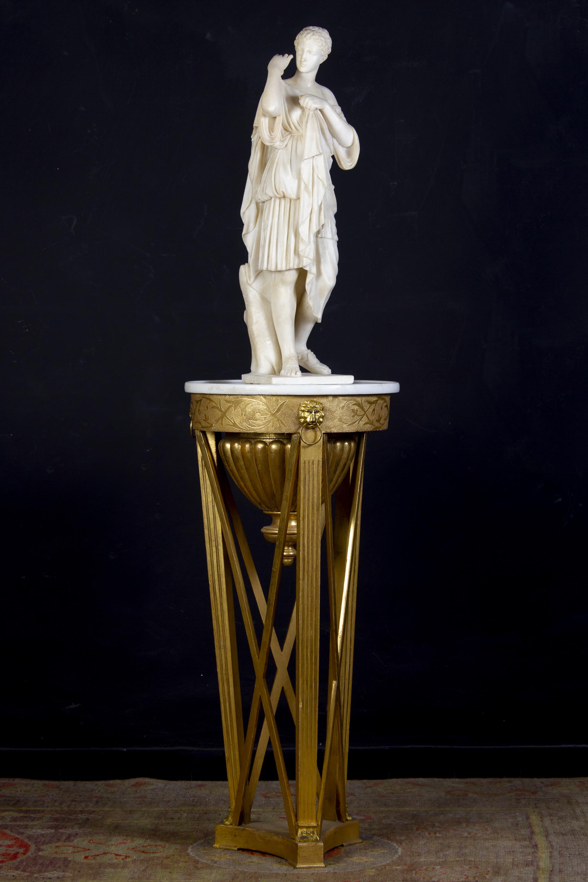Wunderschöne neoklassizistische Alabaster-Skulptur von Vestal 1870 1