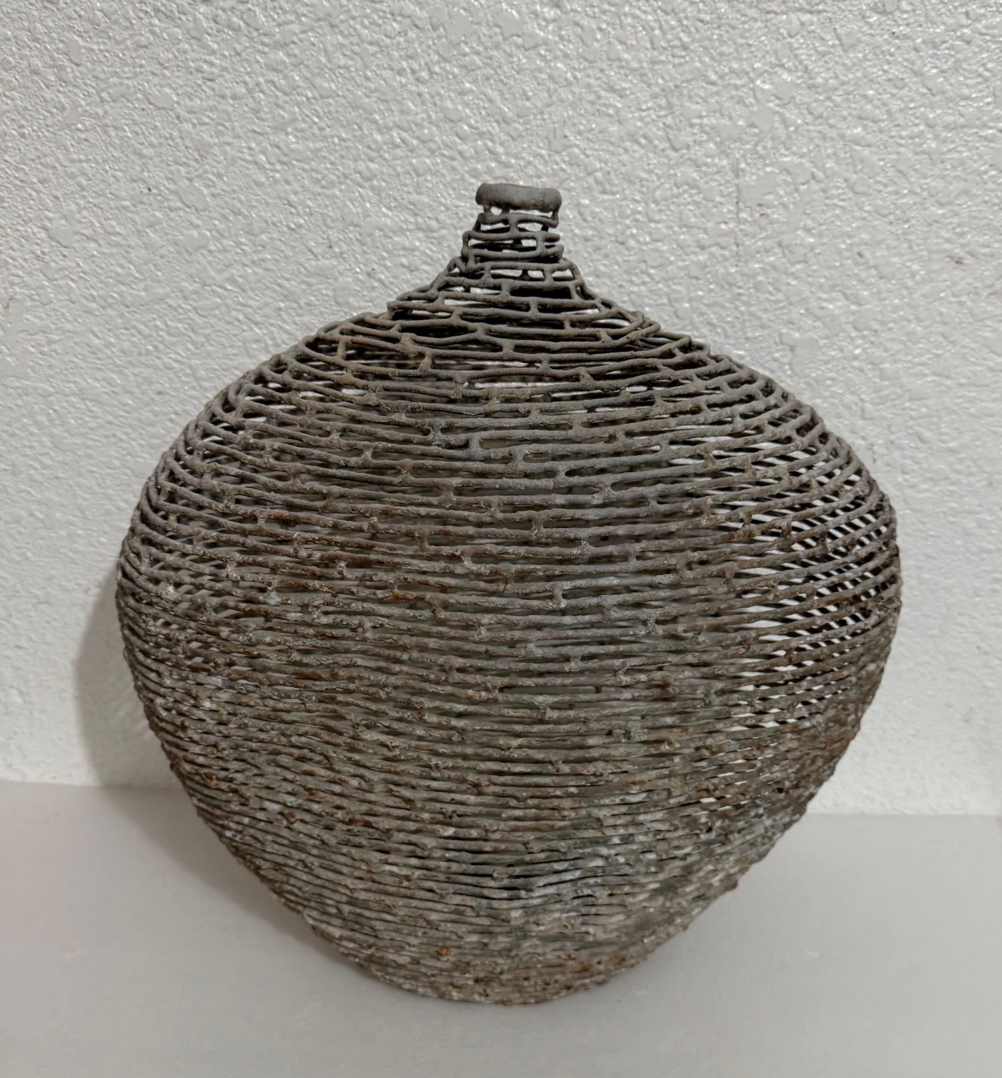 American Craft Studio Handmade Sculpture Welded Bronze Kinetic Vessel Op Art For Sale 7