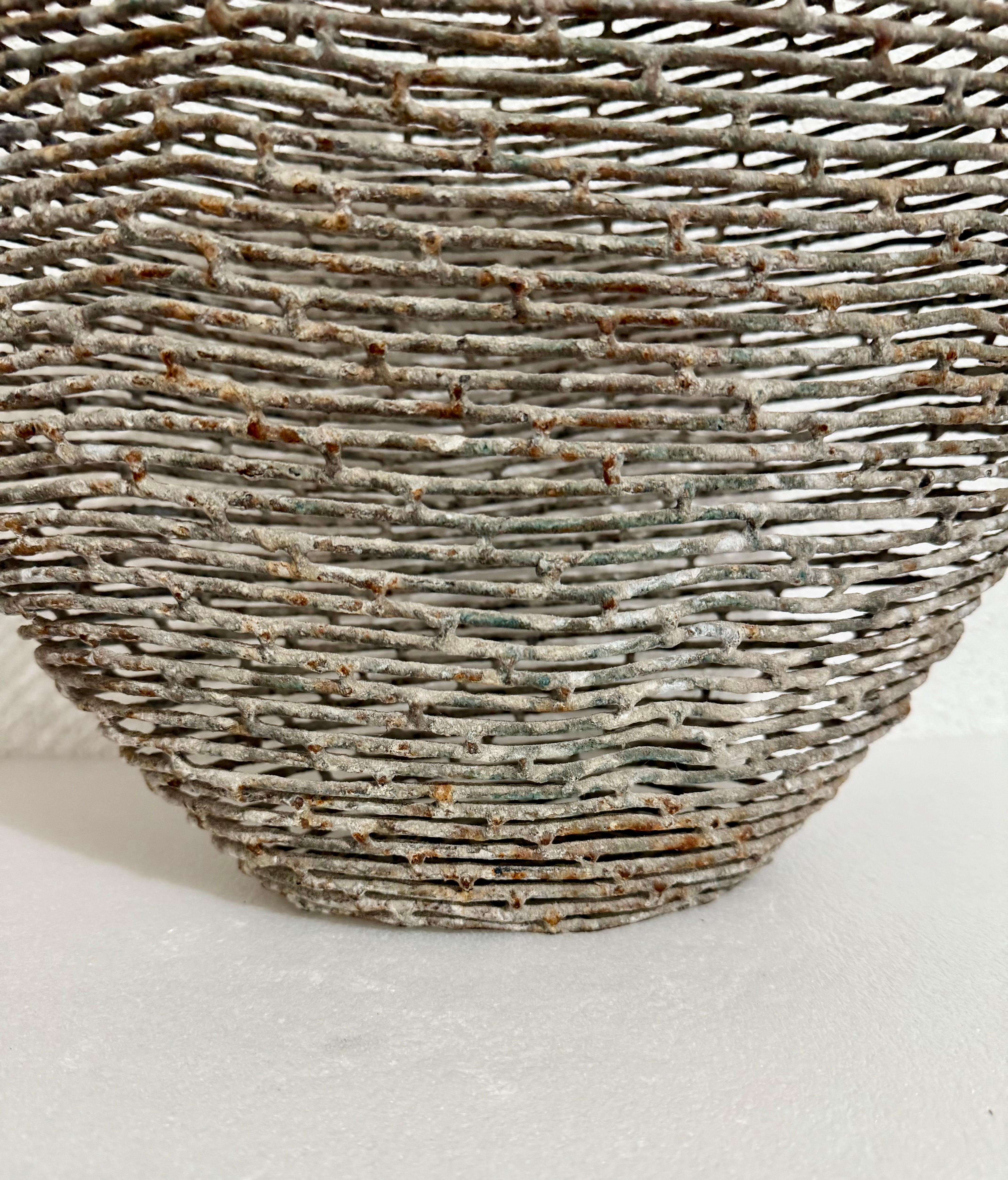 American Craft Studio Handmade Sculpture Welded Bronze Kinetic Vessel Op Art For Sale 11