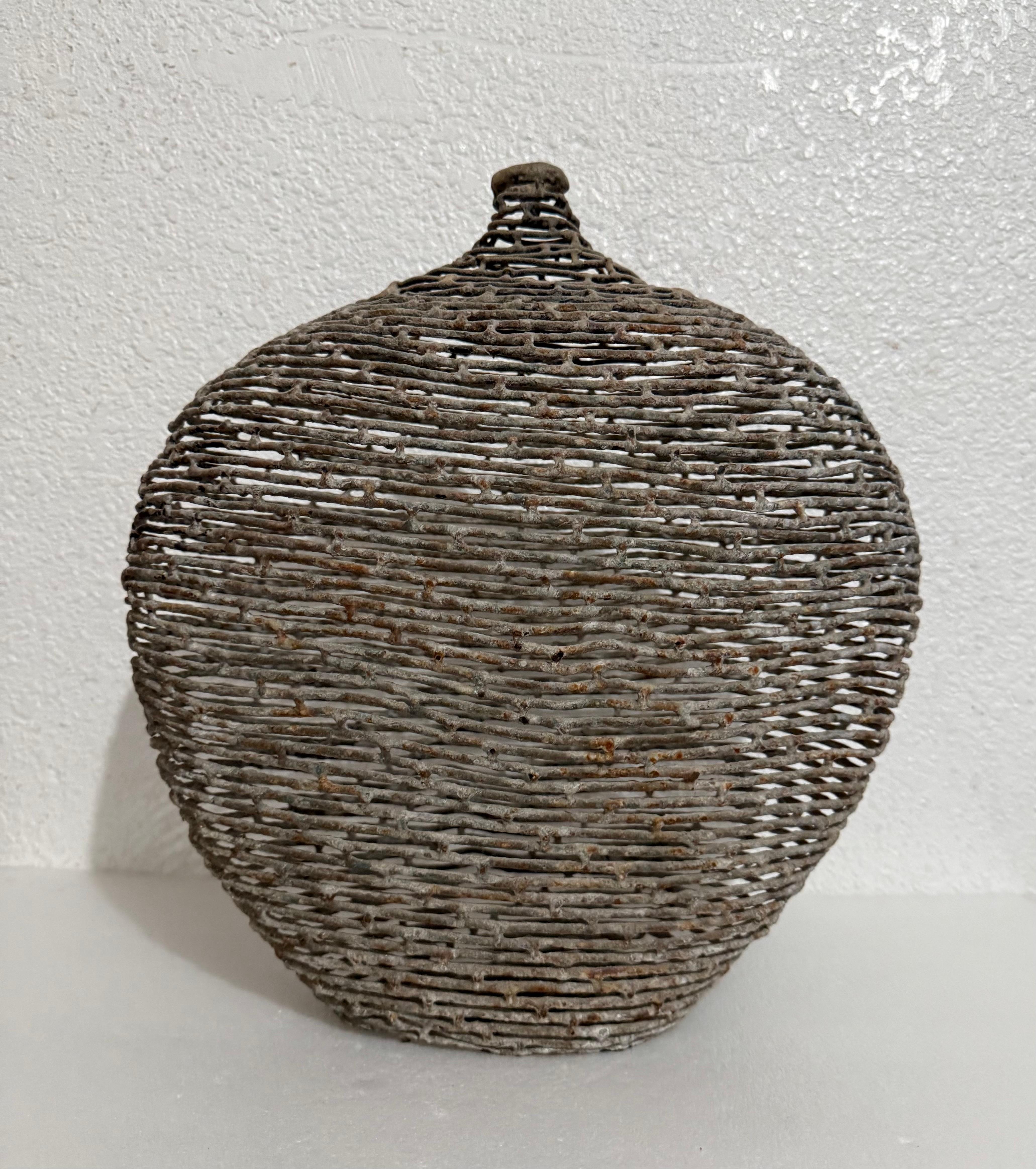 American Craft Studio Handmade Sculpture Welded Bronze Kinetic Vessel Op Art For Sale 2
